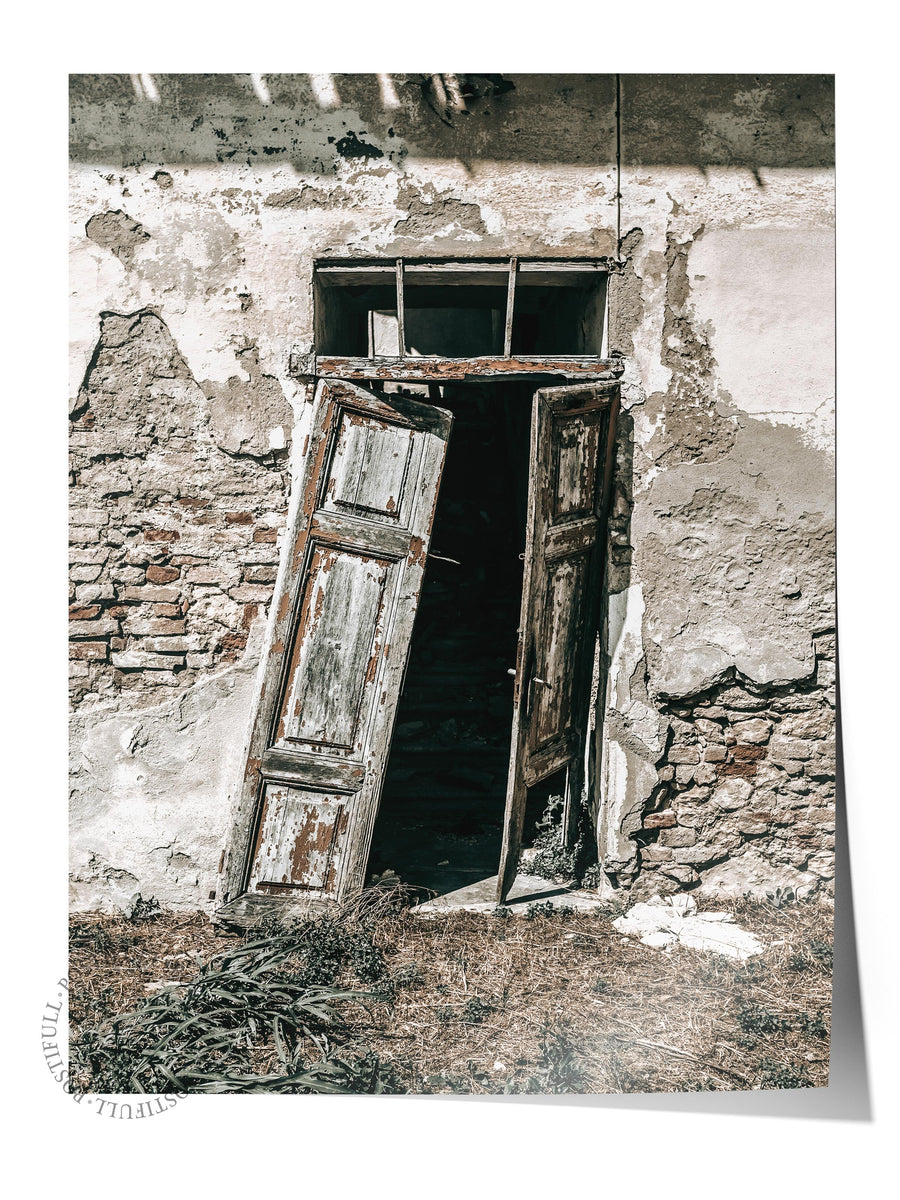 Eski Kapı ve Duvar Rustic Çerçevesiz Poster