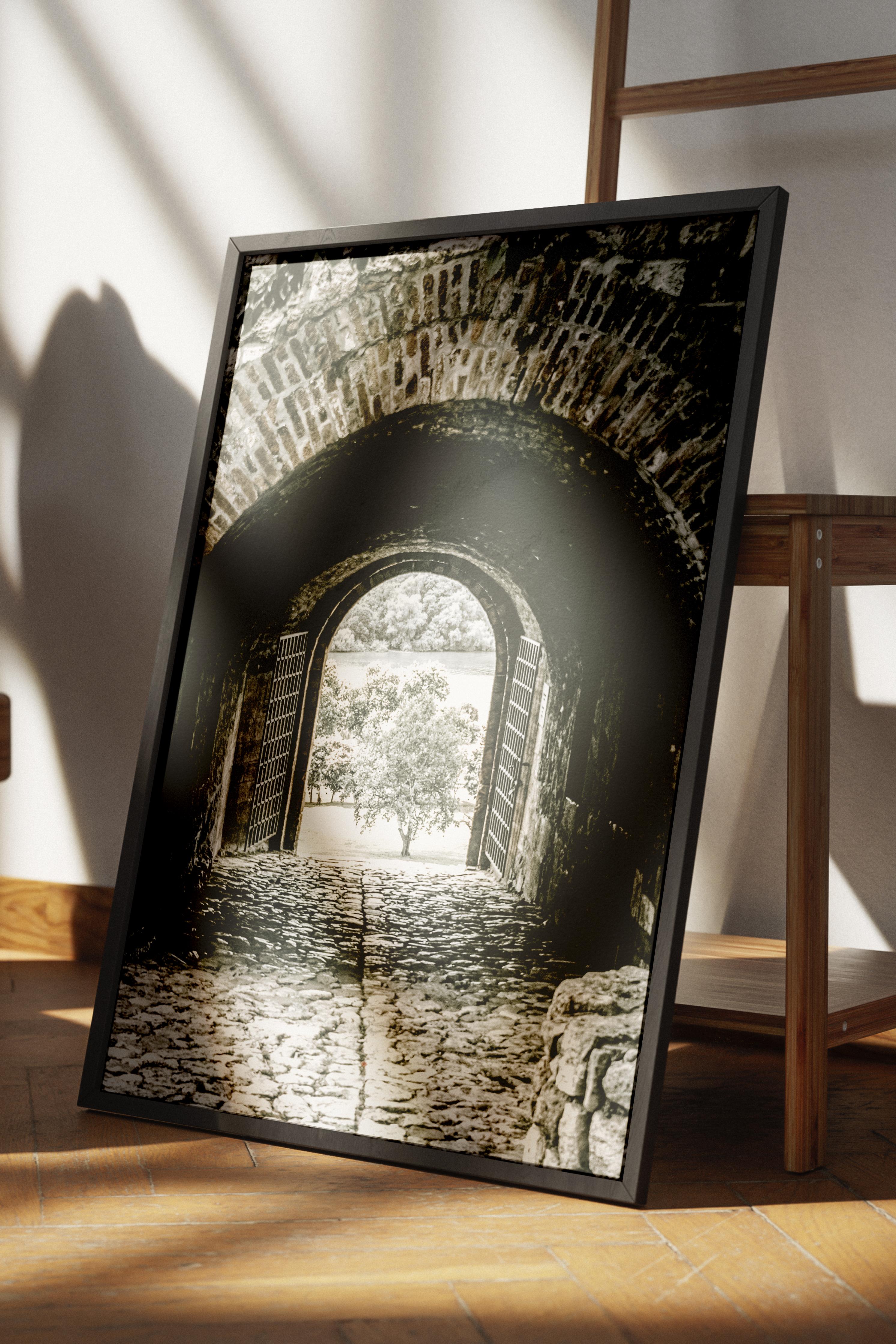 Rustic Çerçevesiz Poster, İskandinav Kahverengi Poster, NO:180 Taş Kapı ve Kemer Fotoğraf, Dikey