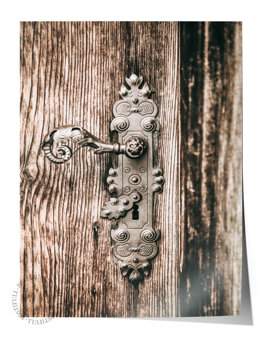 Eski Kapı Kolu ve Kilit Rustic Çerçevesiz Poster