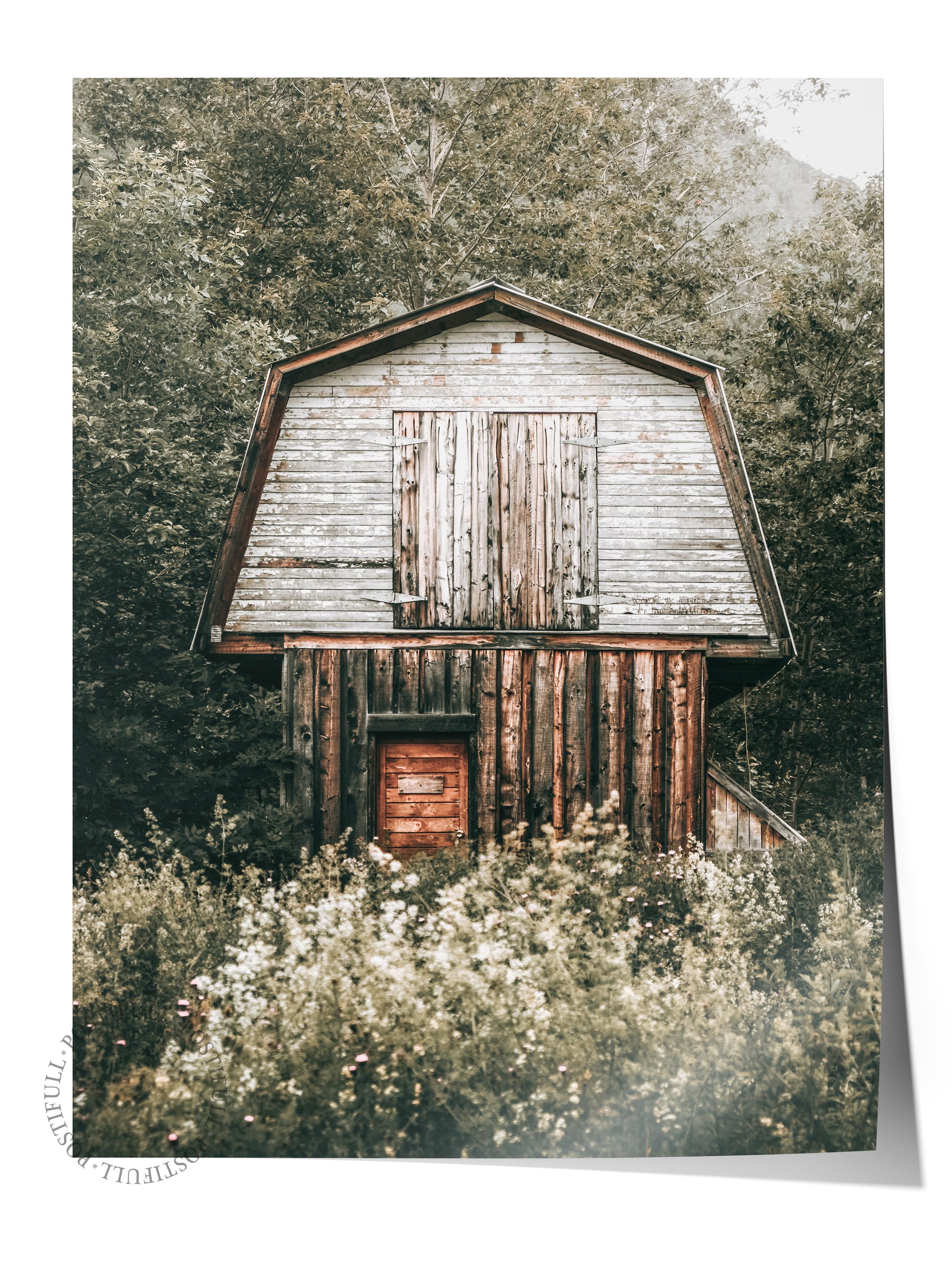 Rustic Çerçevesiz Poster, İskandinav Kahverengi Poster, NO:183 Küçük Kulübe Fotoğraf, Dikey