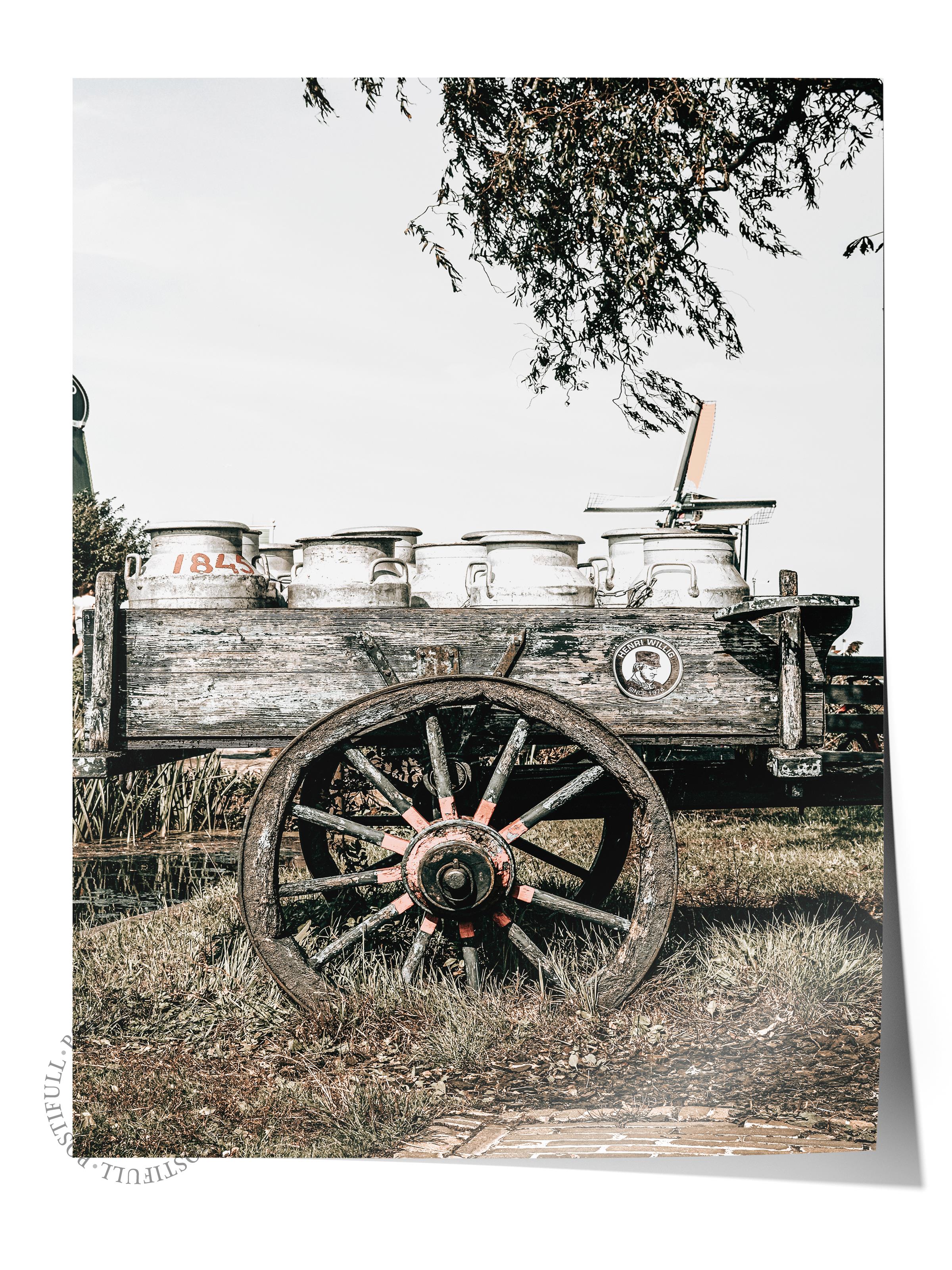 Rustic Çerçevesiz Poster, İskandinav Kahverengi Poster, NO:186 Eski Tarım Aracı Fotoğraf, Dikey