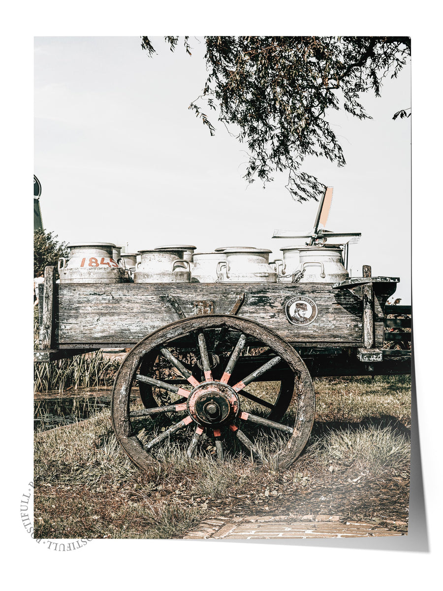 Eski Süt Arabası Rustic Çerçevesiz Poster