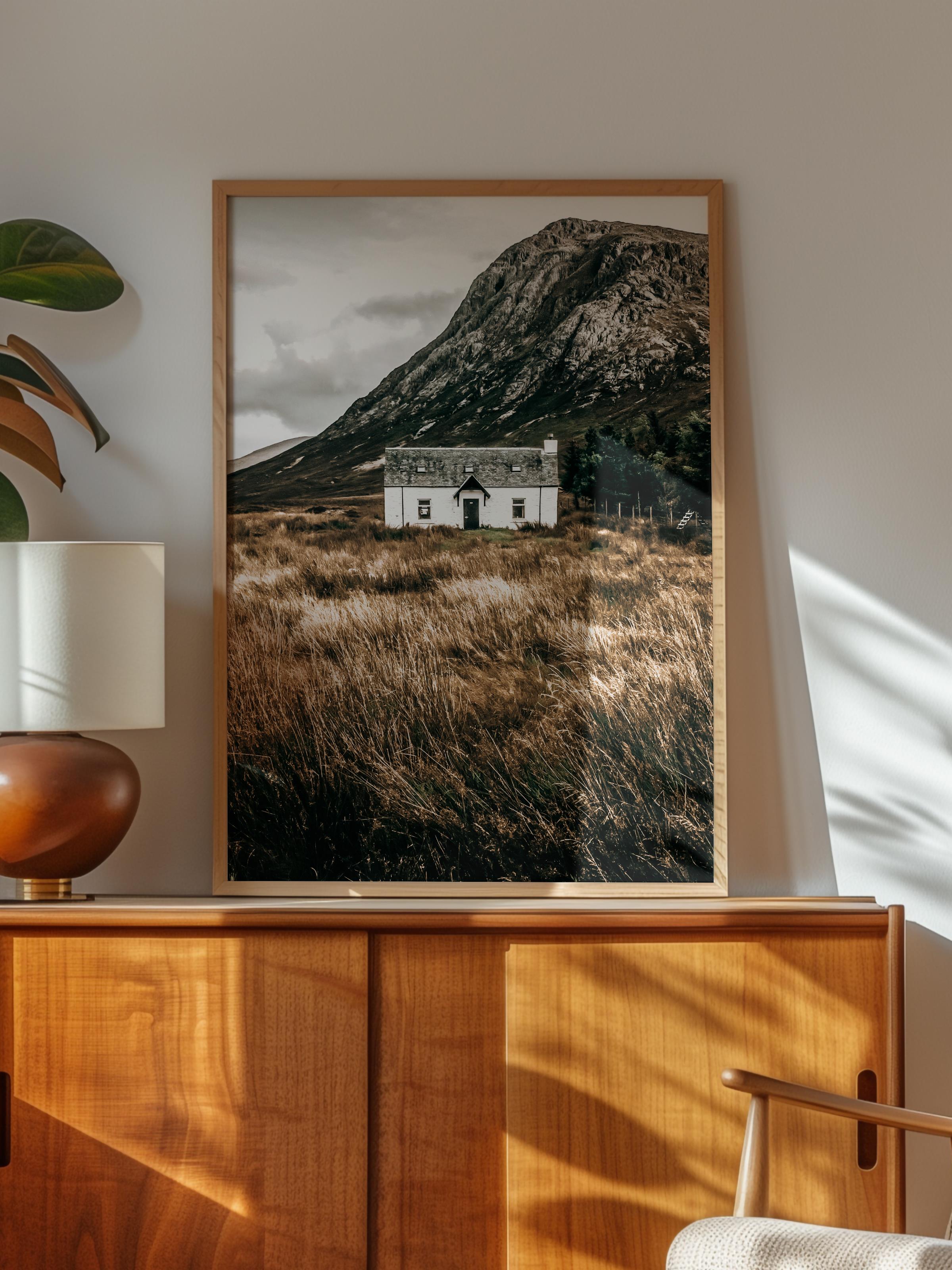 Rustic Çerçevesiz Poster, İskandinav Kahverengi Poster, NO:197 Dağ Evi Fotoğraf, Dikey