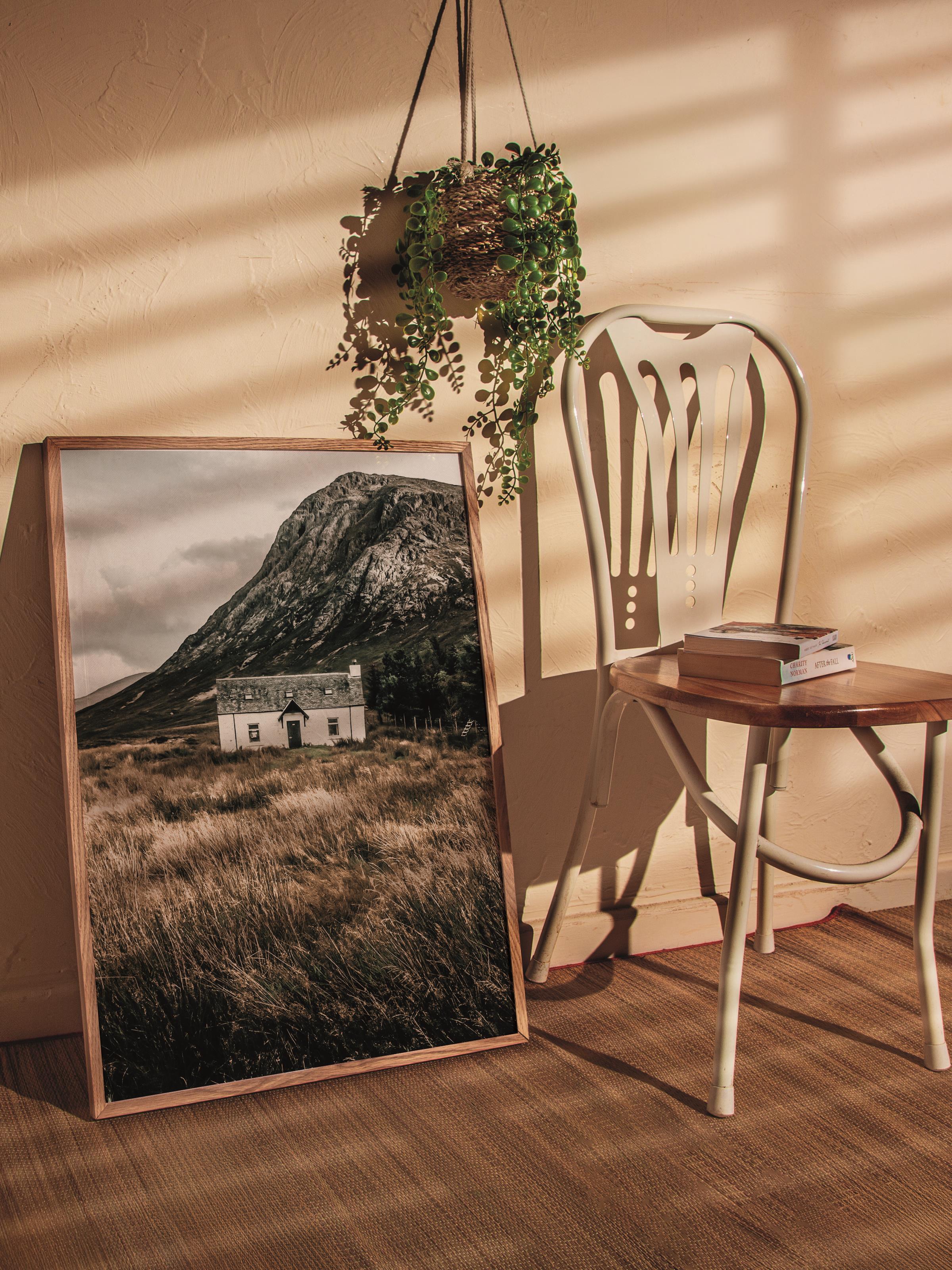 Rustic Çerçevesiz Poster, İskandinav Kahverengi Poster, NO:197 Dağ Evi Fotoğraf, Dikey
