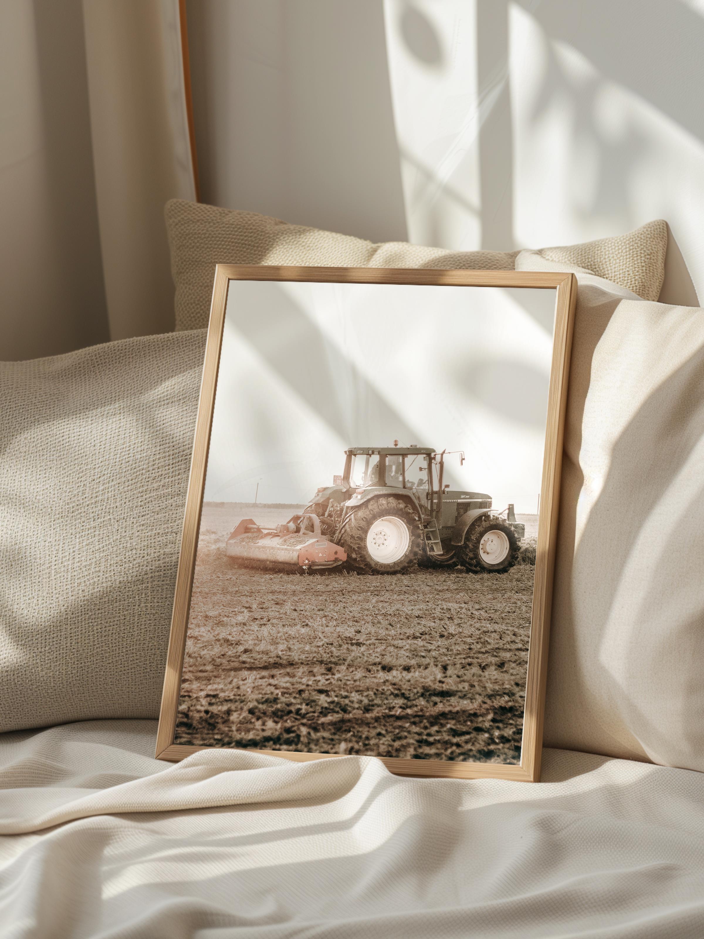 Rustic Çerçevesiz Poster, İskandinav Kahverengi Poster, NO:201 Traktör Fotoğraf, Dikey