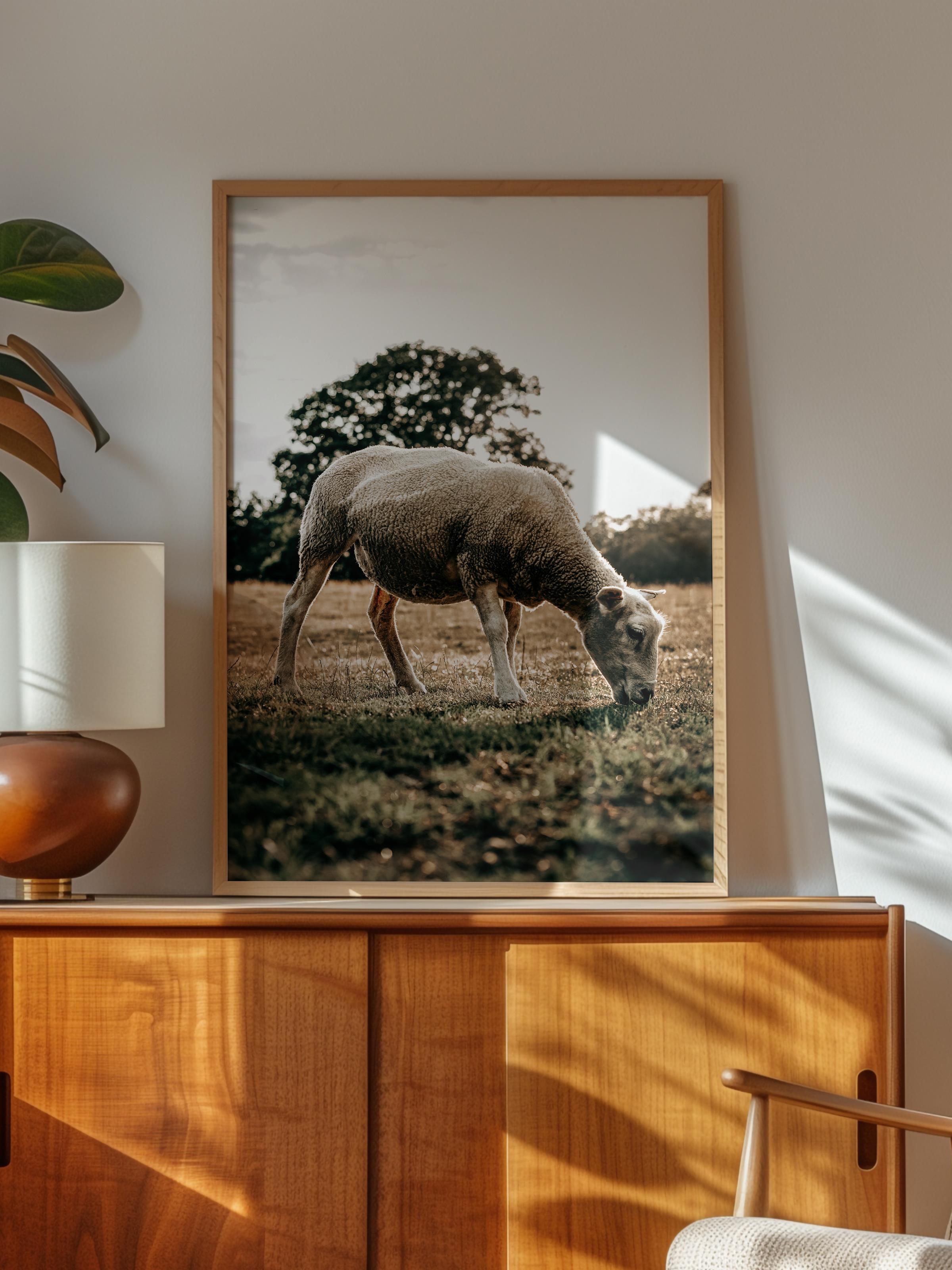 Rustic Çerçevesiz Poster, İskandinav Kahverengi Poster, NO:217 Koyun Fotoğraf, Dikey
