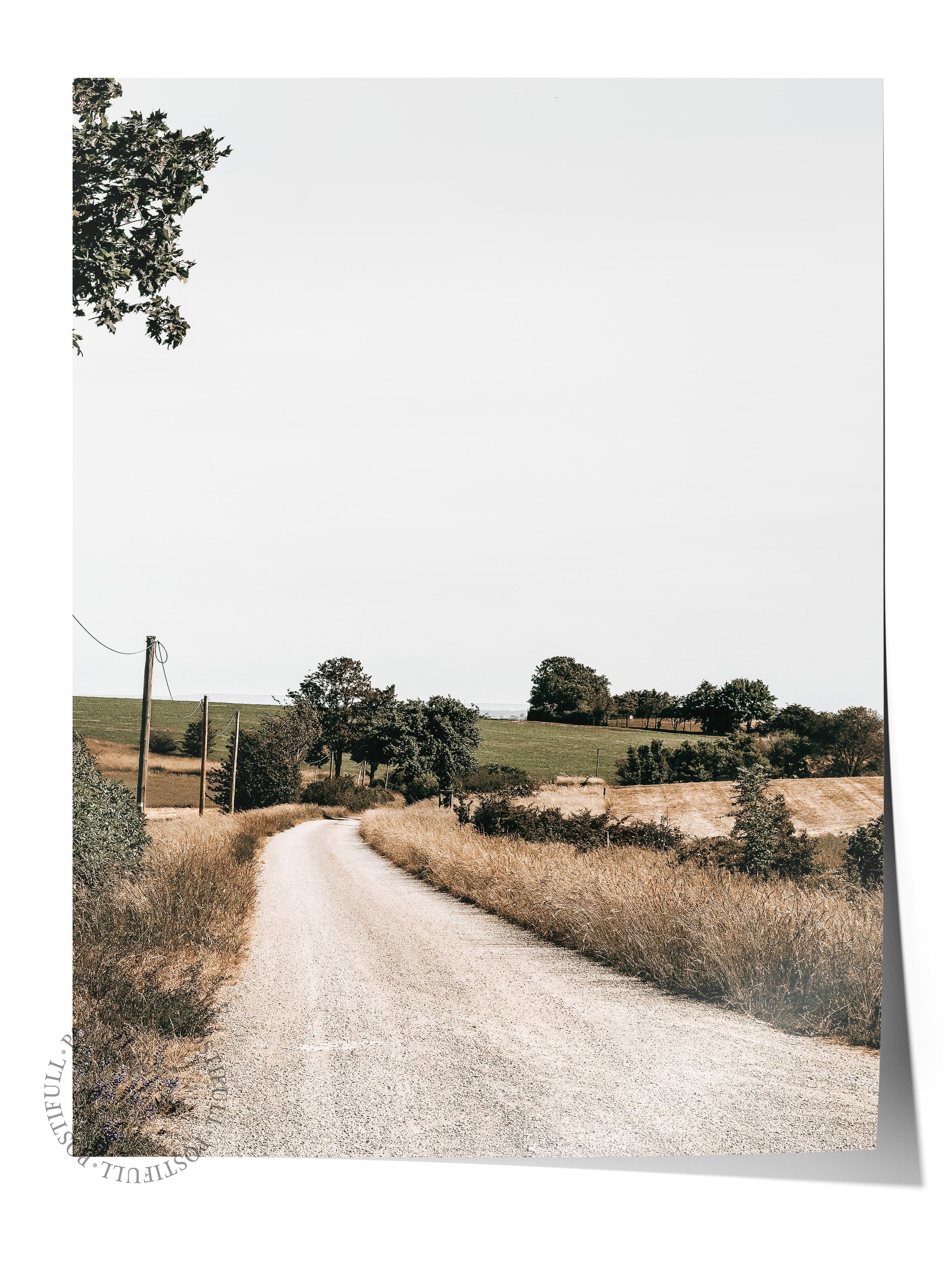 Rustic Çerçevesiz Poster, İskandinav Kahverengi Poster, NO:219 Köy Yolu Fotoğraf, Dikey