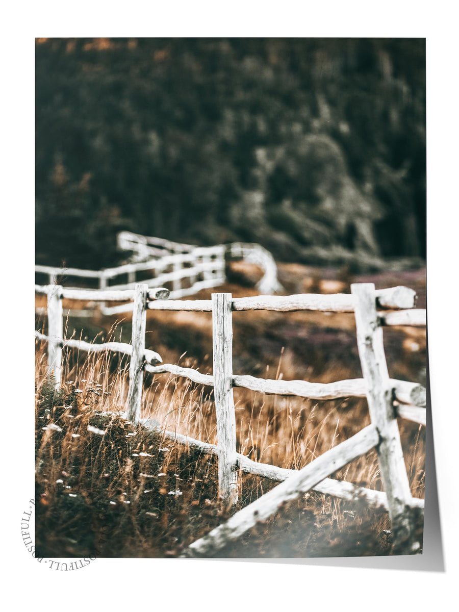 Kırsal Çit ve Doğa Manzarası Rustic Çerçevesiz Poster