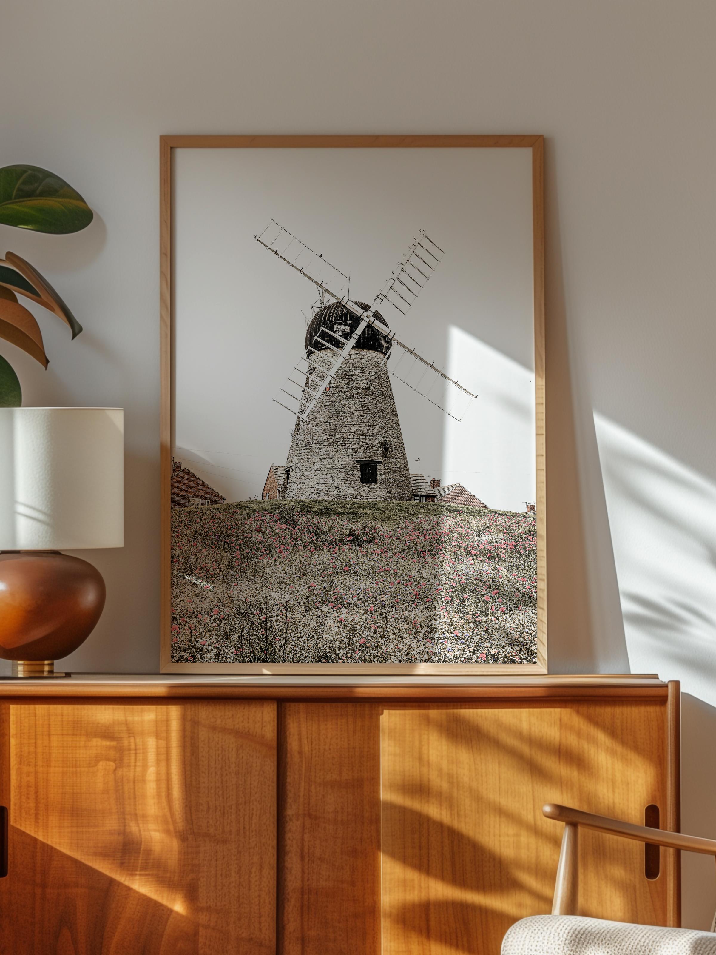 Rustic Çerçevesiz Poster, İskandinav Kahverengi Poster, NO:234 Değirmen Fotoğraf, Dikey
