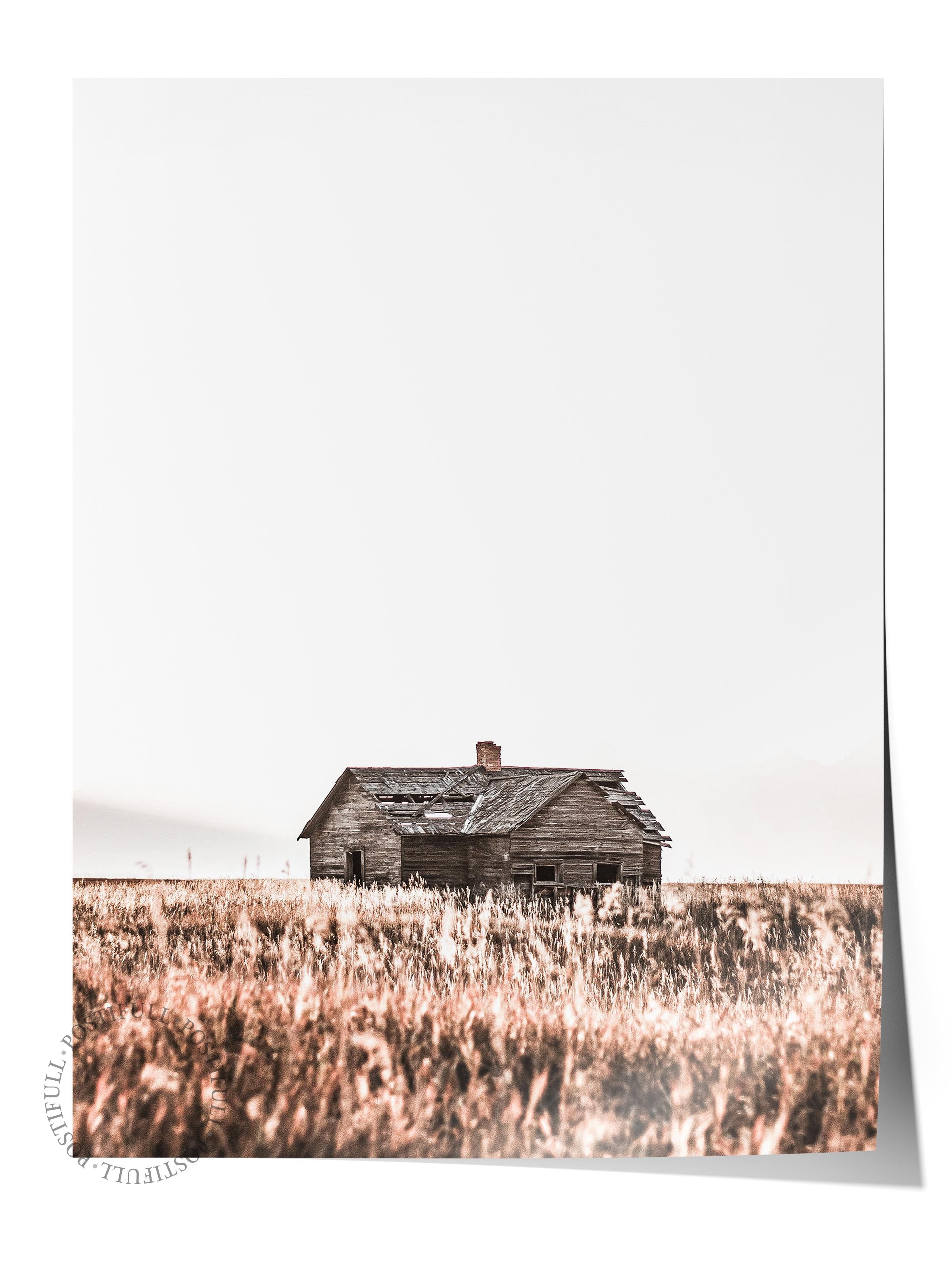 Rustic Çerçevesiz Poster, İskandinav Kahverengi Poster, NO:241 Ahşap Ev Fotoğraf, Dikey