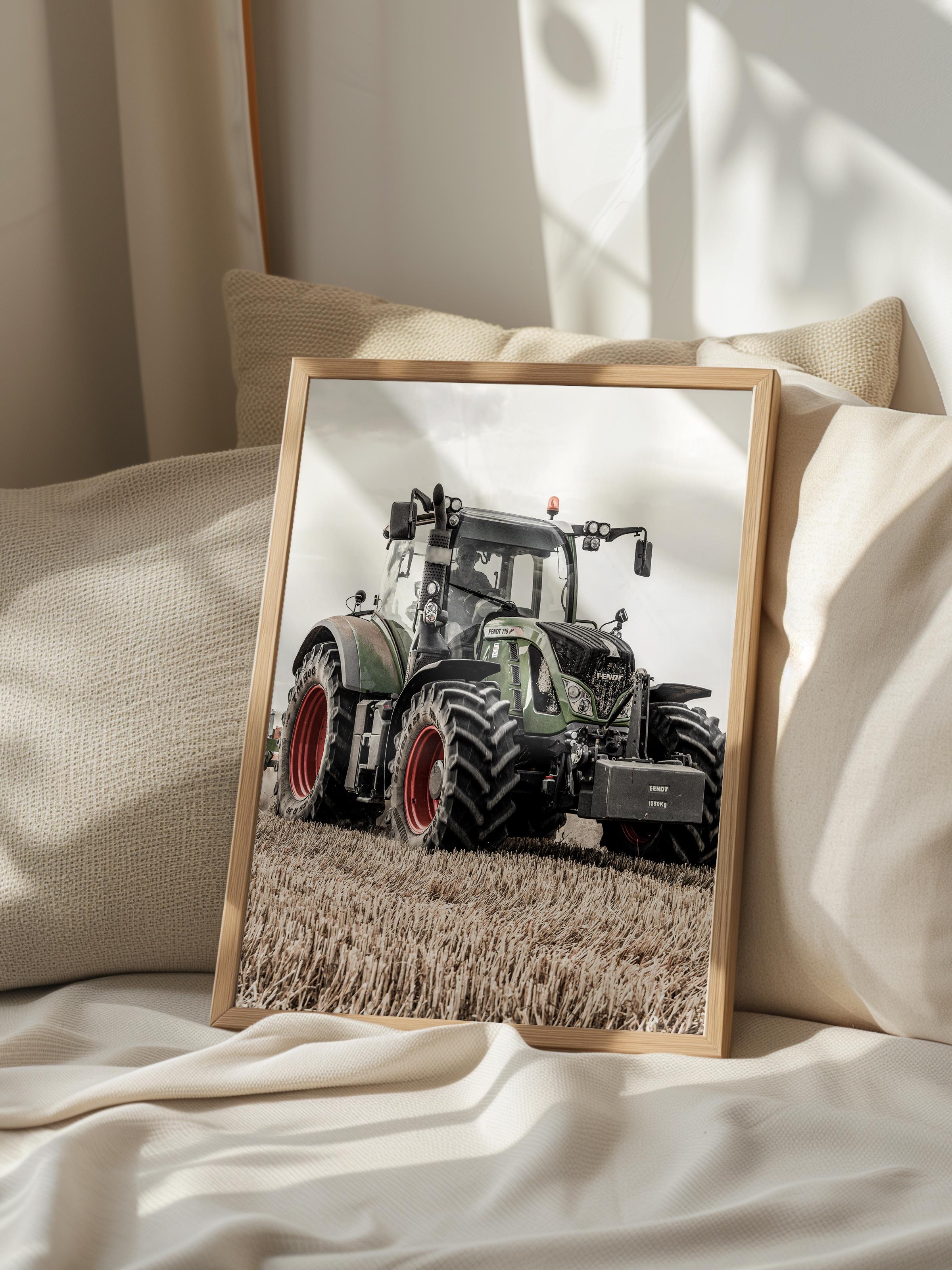 Rustic Çerçevesiz Poster, İskandinav Kahverengi Poster, NO:249 Traktör Fotoğraf, Dikey