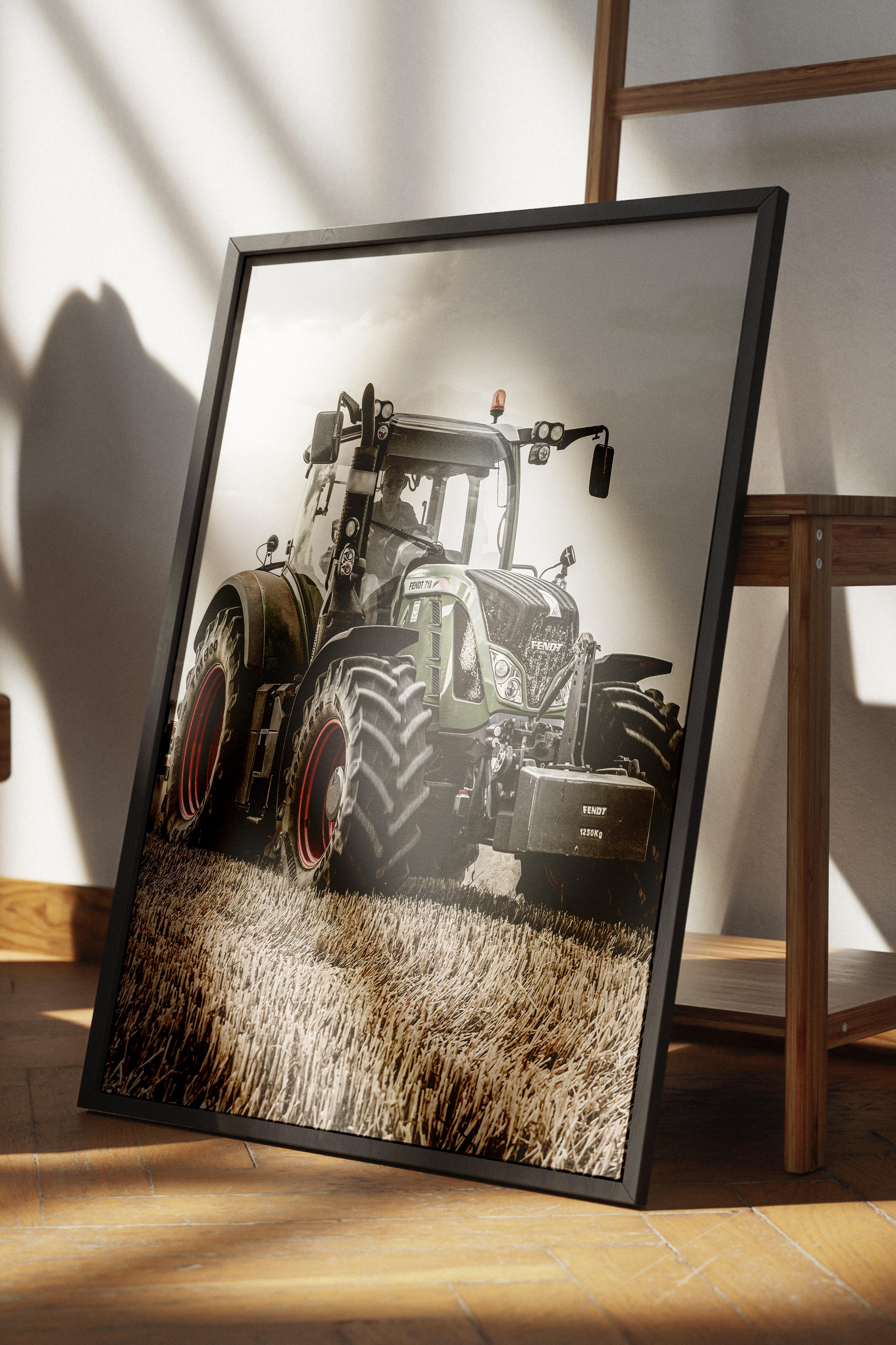 Rustic Çerçevesiz Poster, İskandinav Kahverengi Poster, NO:249 Traktör Fotoğraf, Dikey