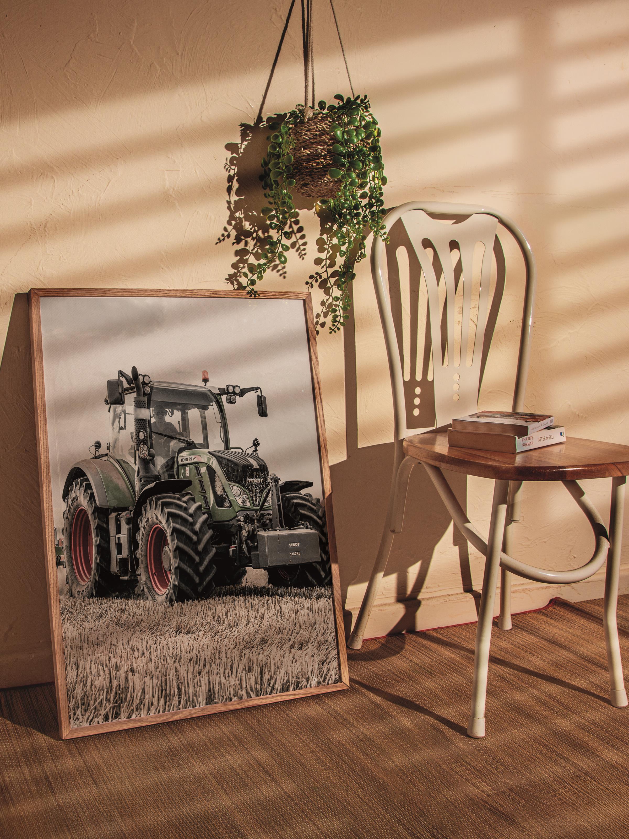 Rustic Çerçevesiz Poster, İskandinav Kahverengi Poster, NO:249 Traktör Fotoğraf, Dikey