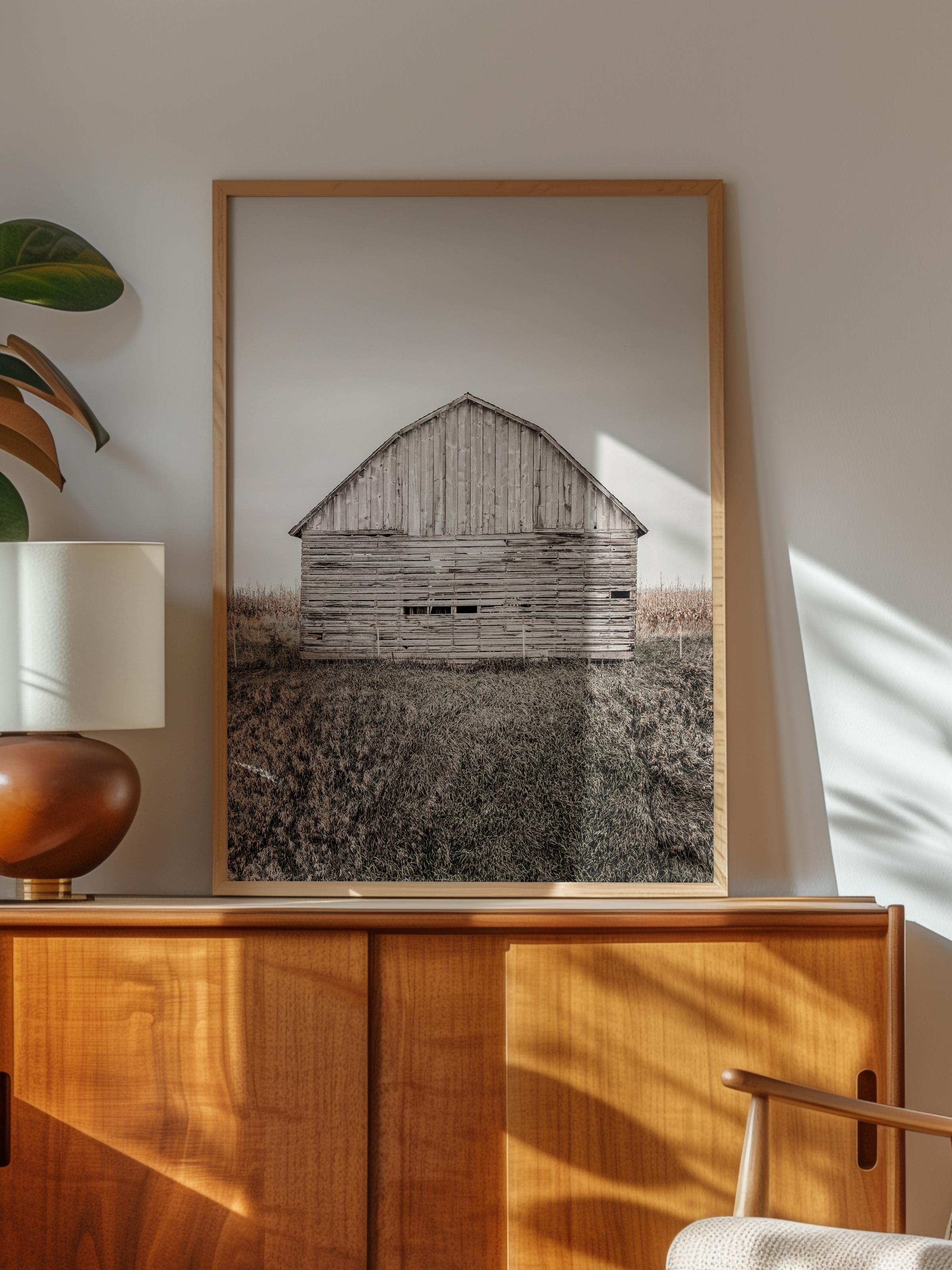 Rustic Çerçevesiz Poster, İskandinav Kahverengi Poster, NO:250 Ahır Fotoğraf, Dikey