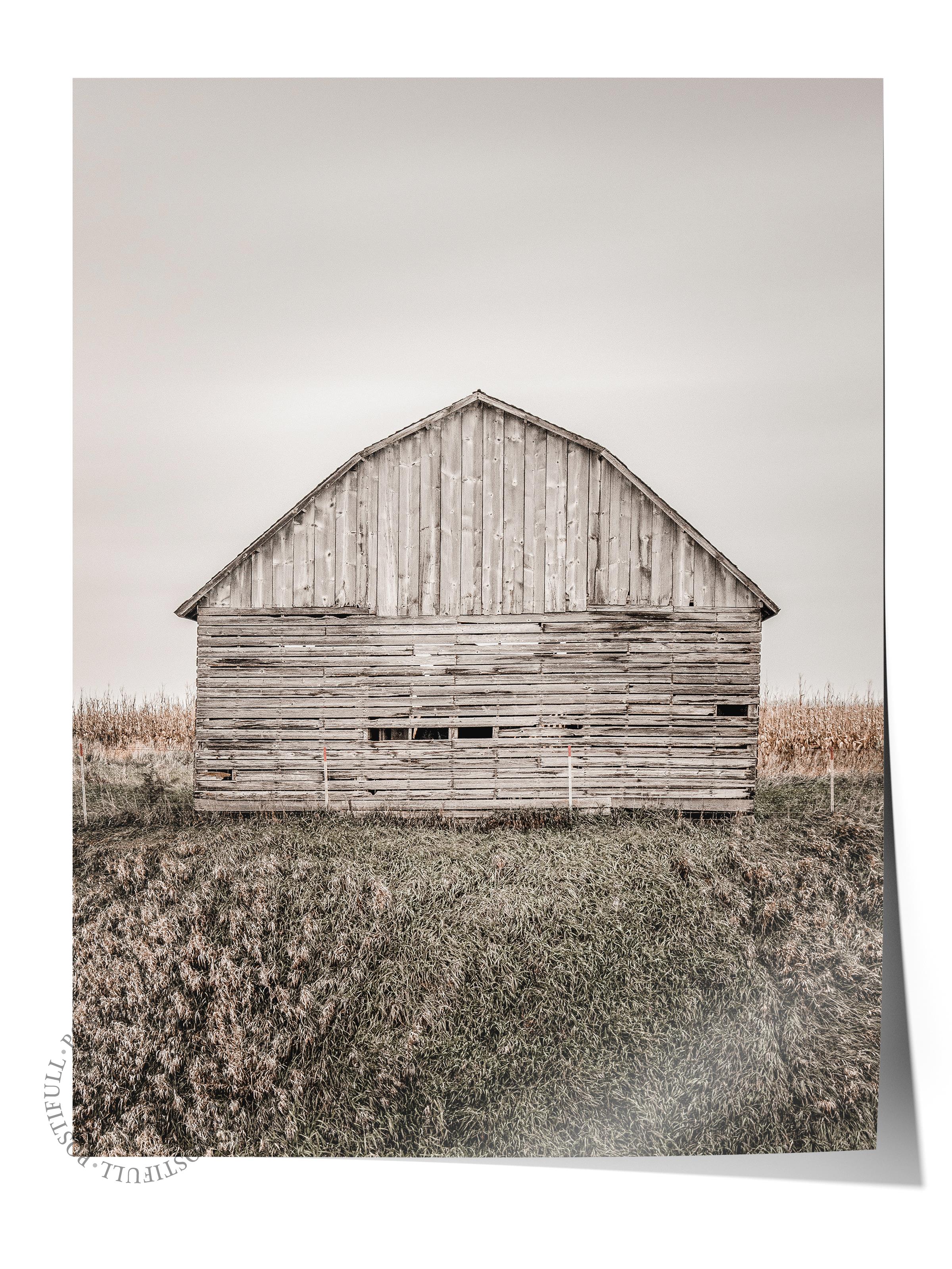 Rustic Çerçevesiz Poster, İskandinav Kahverengi Poster, NO:250 Ahır Fotoğraf, Dikey