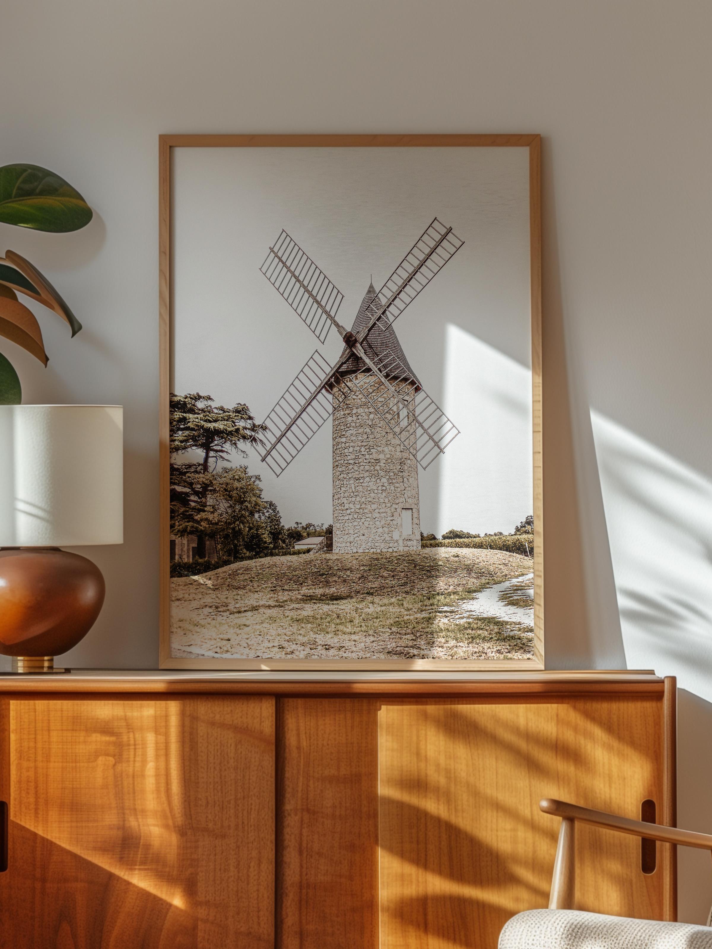 Rustic Çerçevesiz Poster, İskandinav Kahverengi Poster, NO:251 Değirmen Fotoğraf, Dikey
