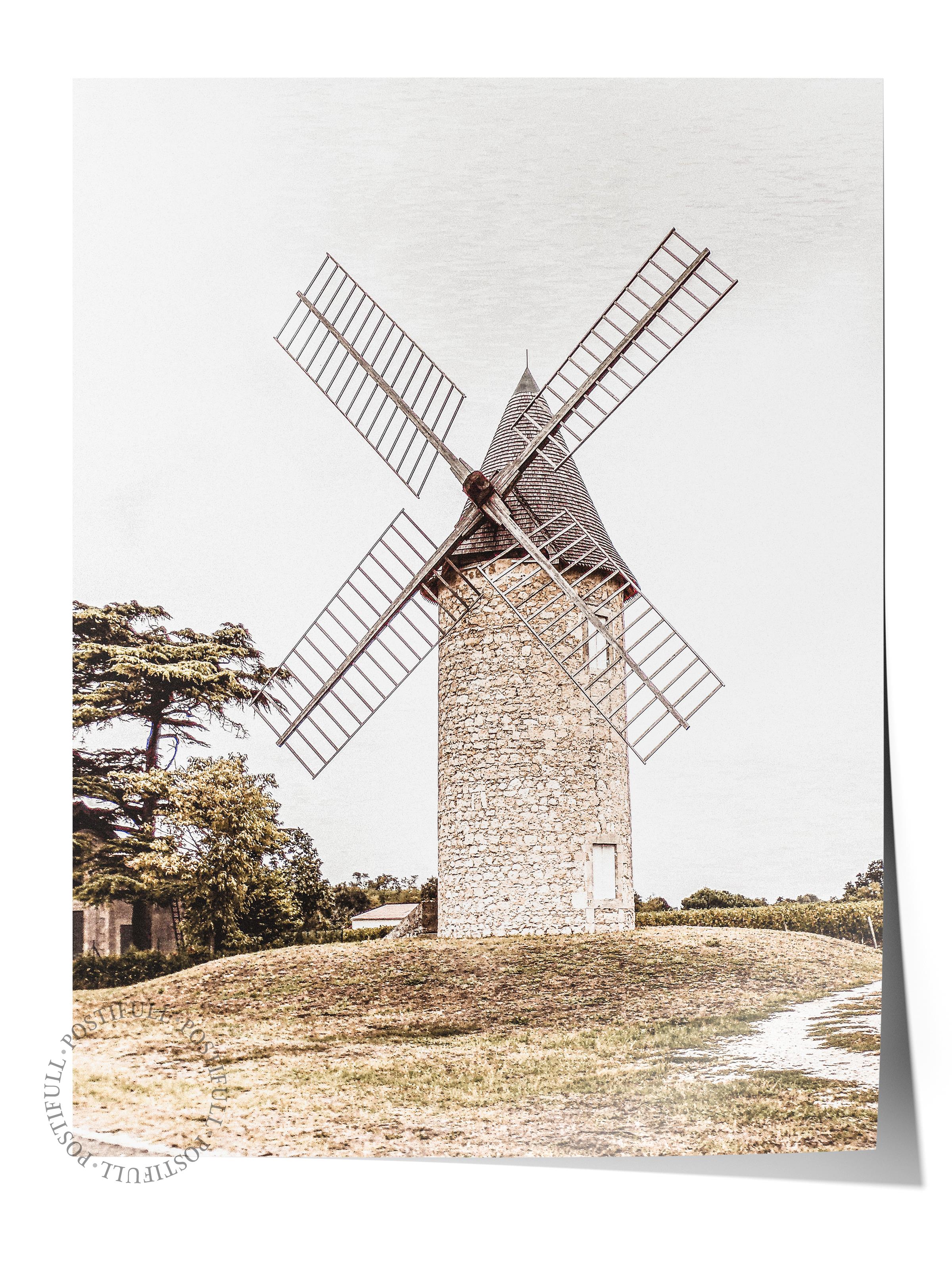 Rustic Çerçevesiz Poster, İskandinav Kahverengi Poster, NO:251 Değirmen Fotoğraf, Dikey