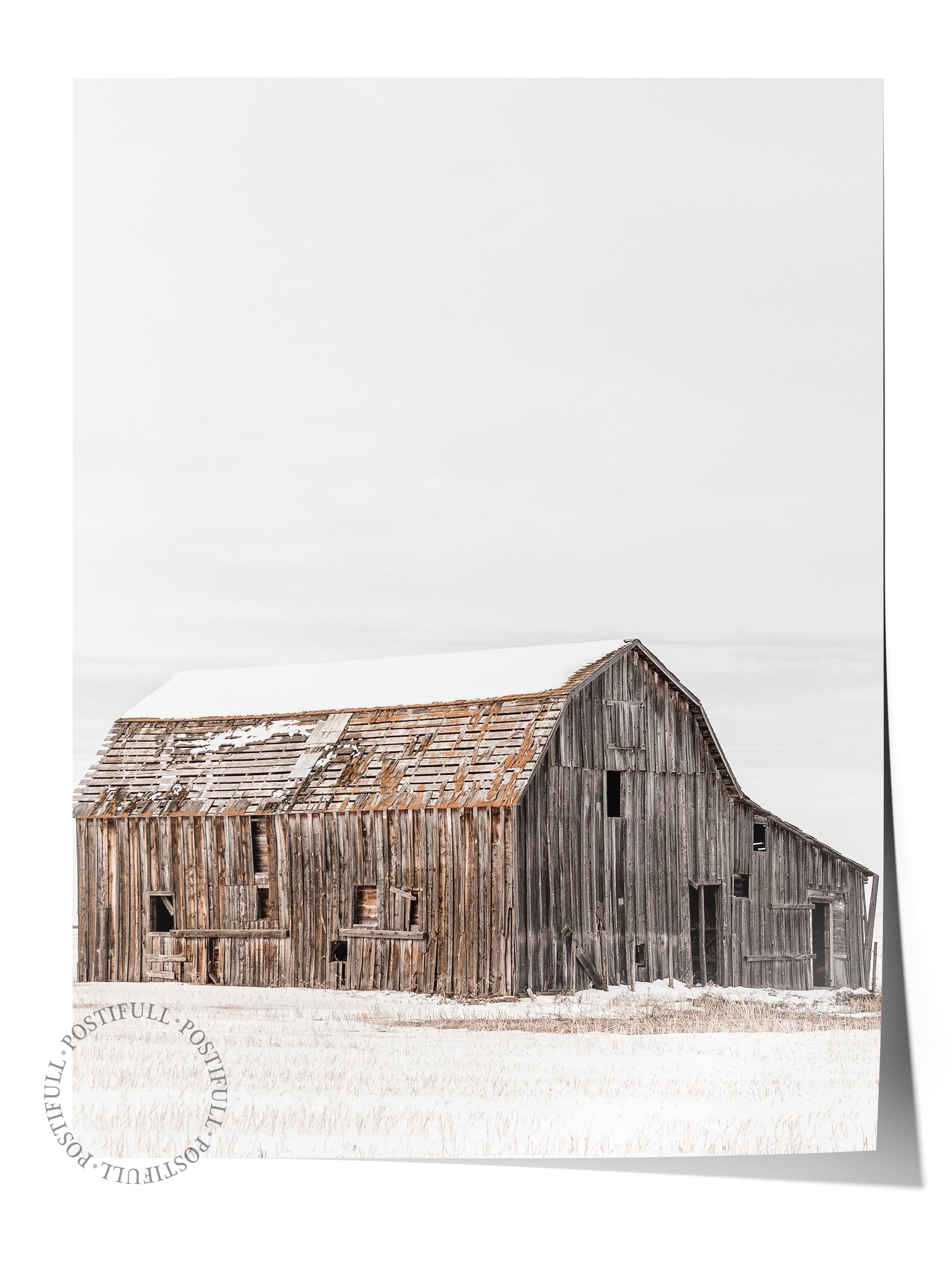 Rustic Çerçevesiz Poster, İskandinav Kahverengi Poster, NO:254 Ahşap Ahır Fotoğraf, Dikey