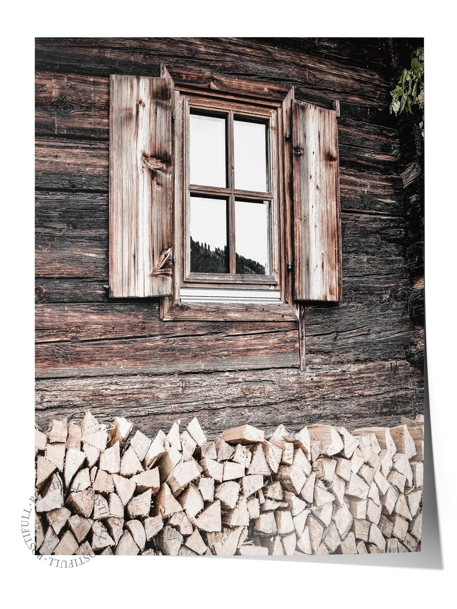 Rustik Pencere ve Odunlar Rustic Çerçevesiz Poster