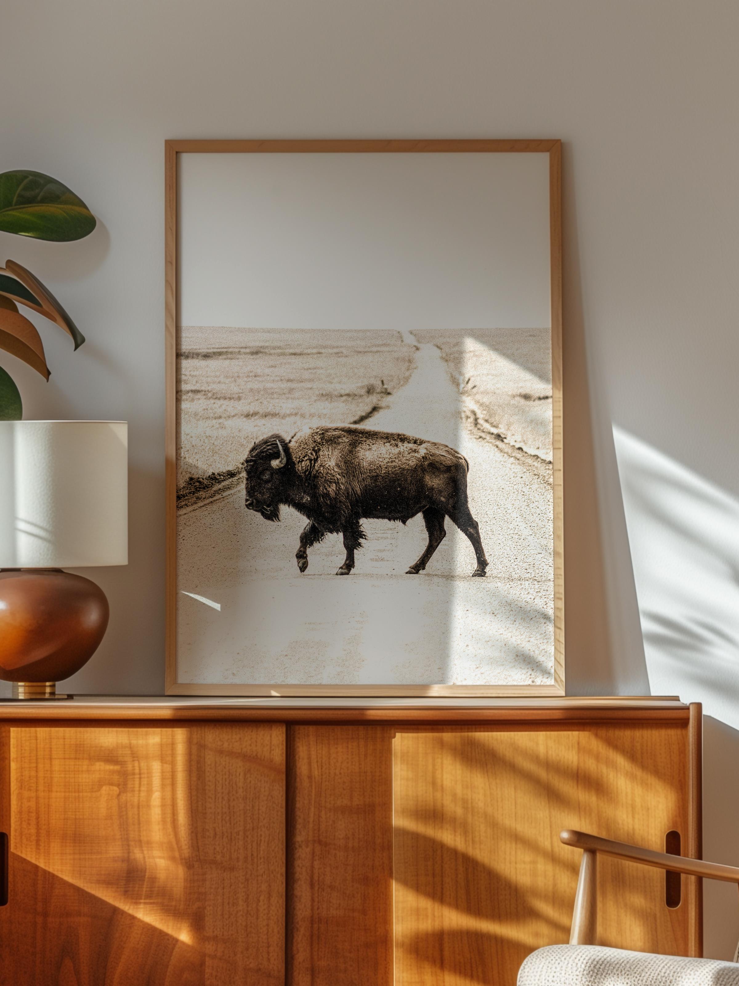 Rustic Çerçevesiz Poster, İskandinav Kahverengi Poster, NO:257 Öküz Fotoğraf, Dikey