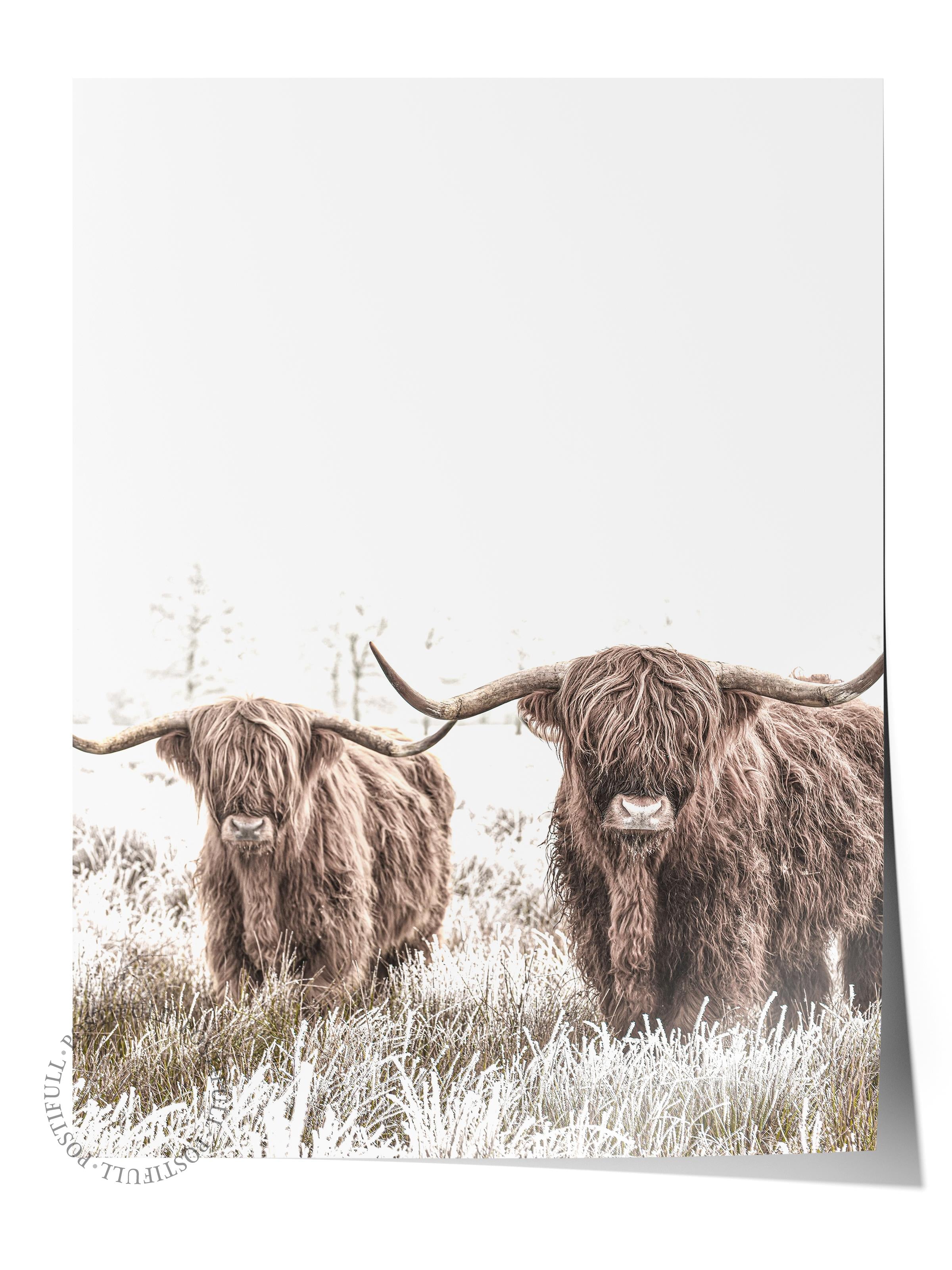 Rustic Çerçevesiz Poster, İskandinav Kahverengi Poster, NO:263 İnekler Fotoğraf, Dikey