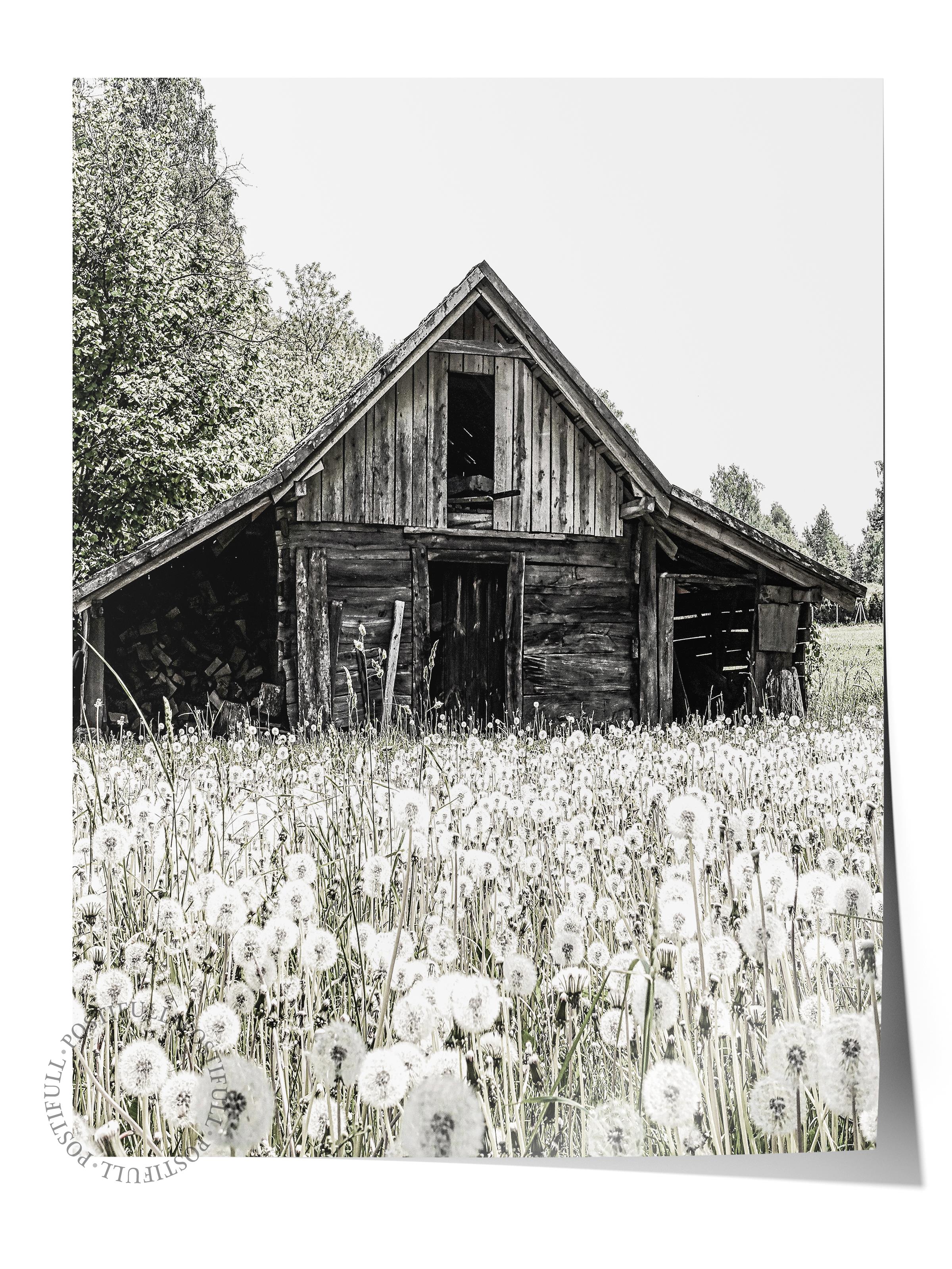 Rustic Çerçevesiz Poster, İskandinav Kahverengi Poster, NO:265 Ahşap Kulübe Fotoğraf, Dikey