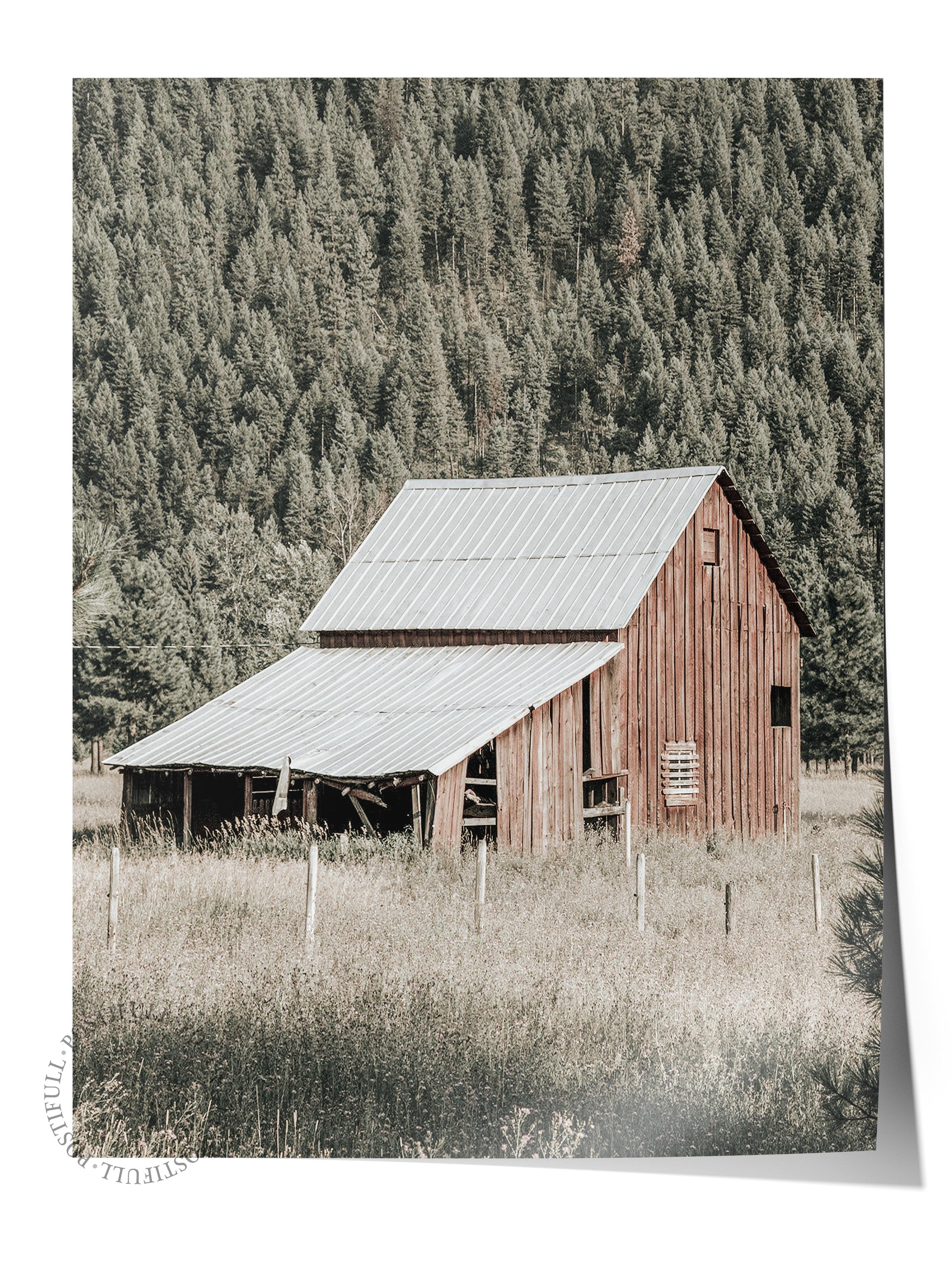 Rustic Çerçevesiz Poster, İskandinav Kahverengi Poster, NO:267 Ahşap Kulübe Fotoğraf, Dikey