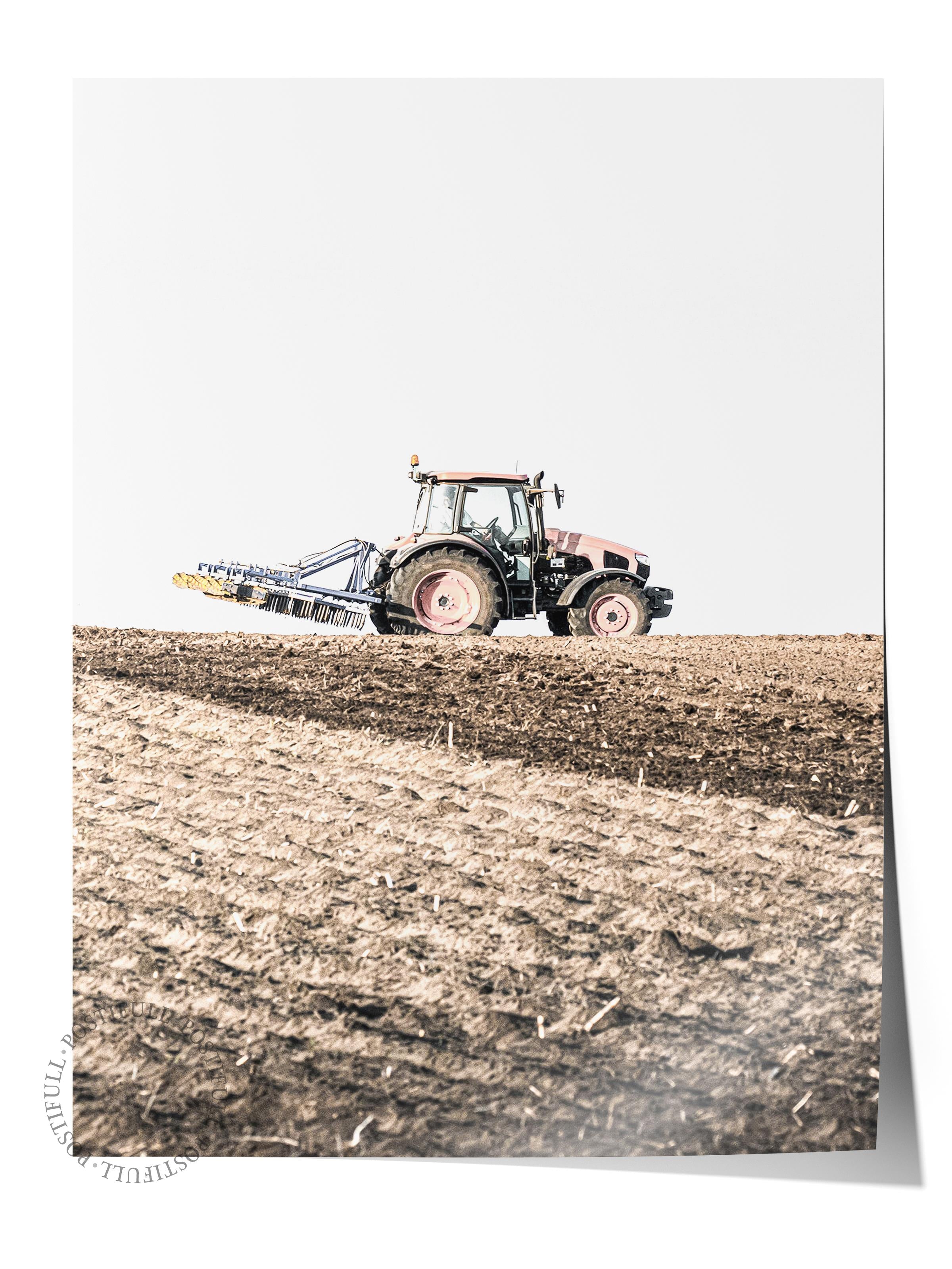 Rustic Çerçevesiz Poster, İskandinav Kahverengi Poster, NO:274 Traktör Fotoğraf, Dikey