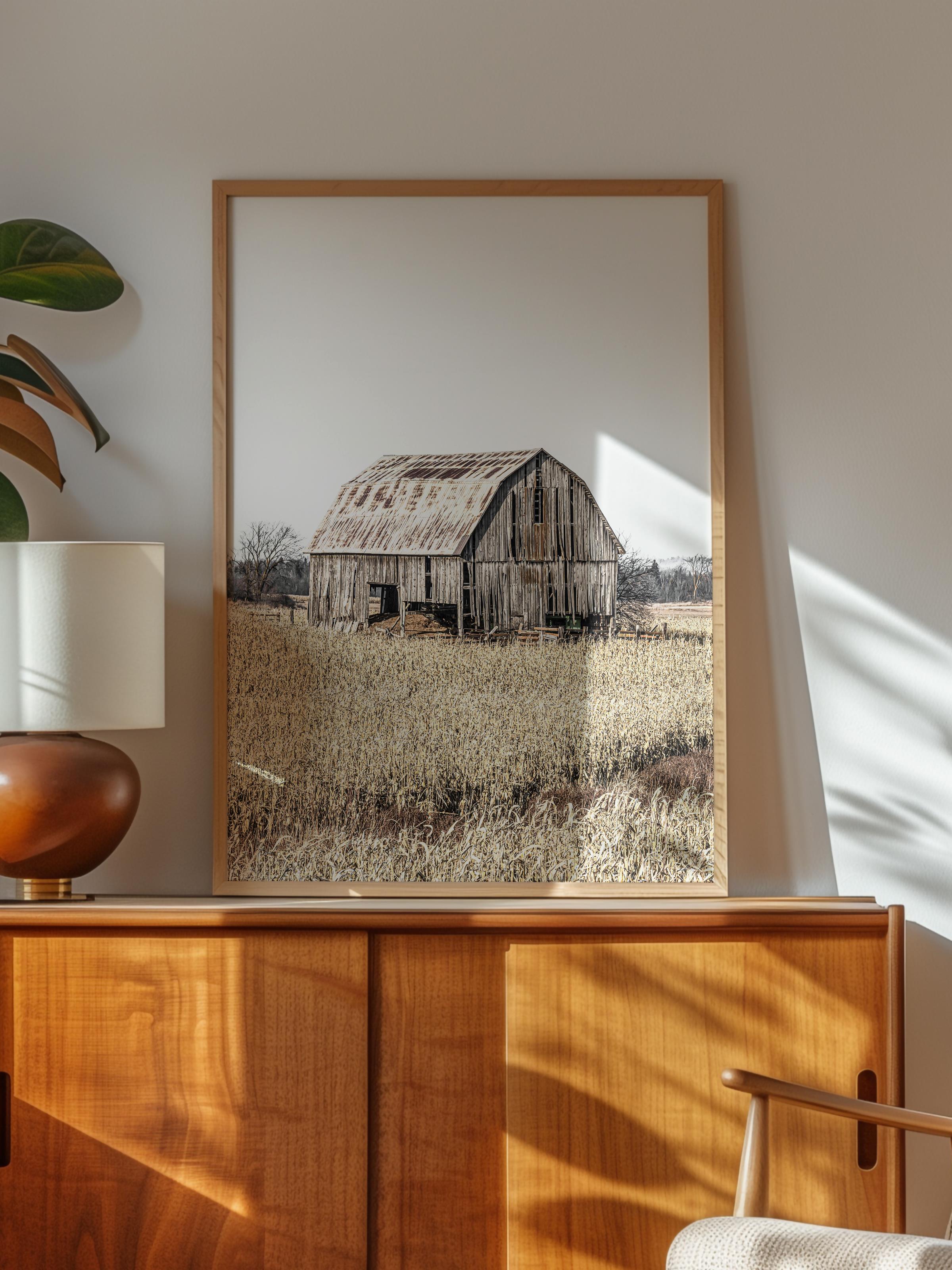 Rustic Çerçevesiz Poster, İskandinav Kahverengi Poster, NO:275 Ahır Fotoğraf, Dikey