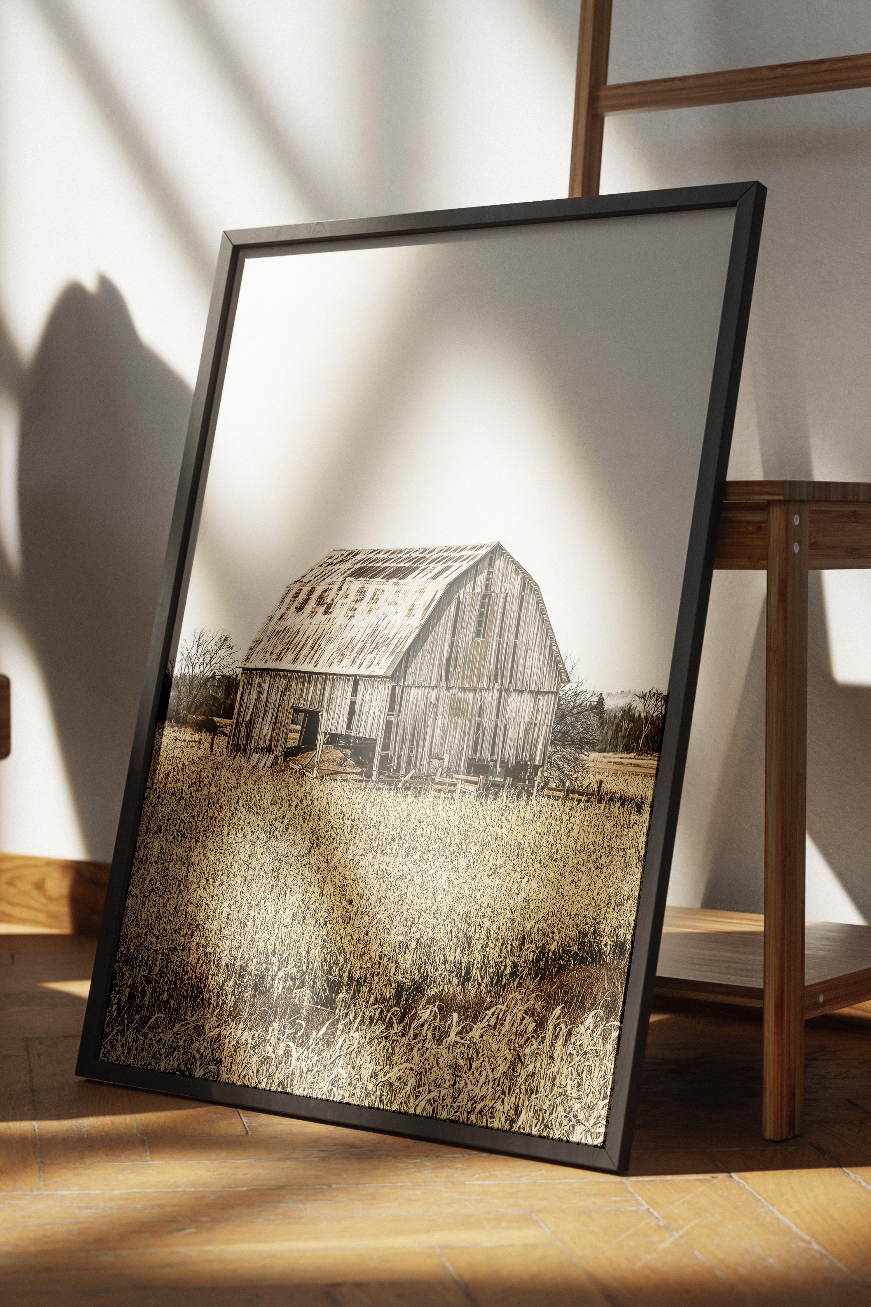 Rustic Çerçevesiz Poster, İskandinav Kahverengi Poster, NO:275 Ahır Fotoğraf, Dikey