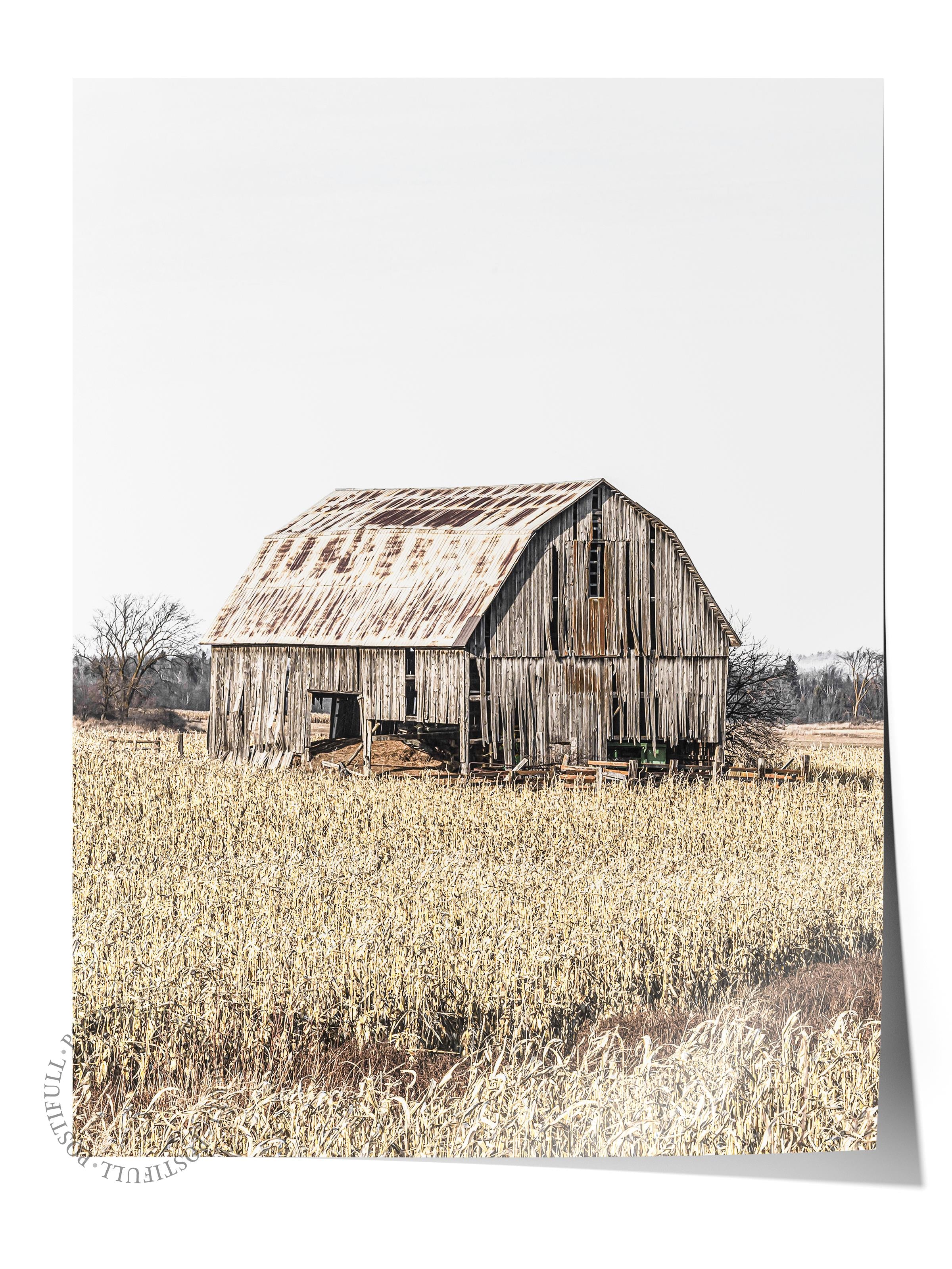 Rustic Çerçevesiz Poster, İskandinav Kahverengi Poster, NO:275 Ahır Fotoğraf, Dikey