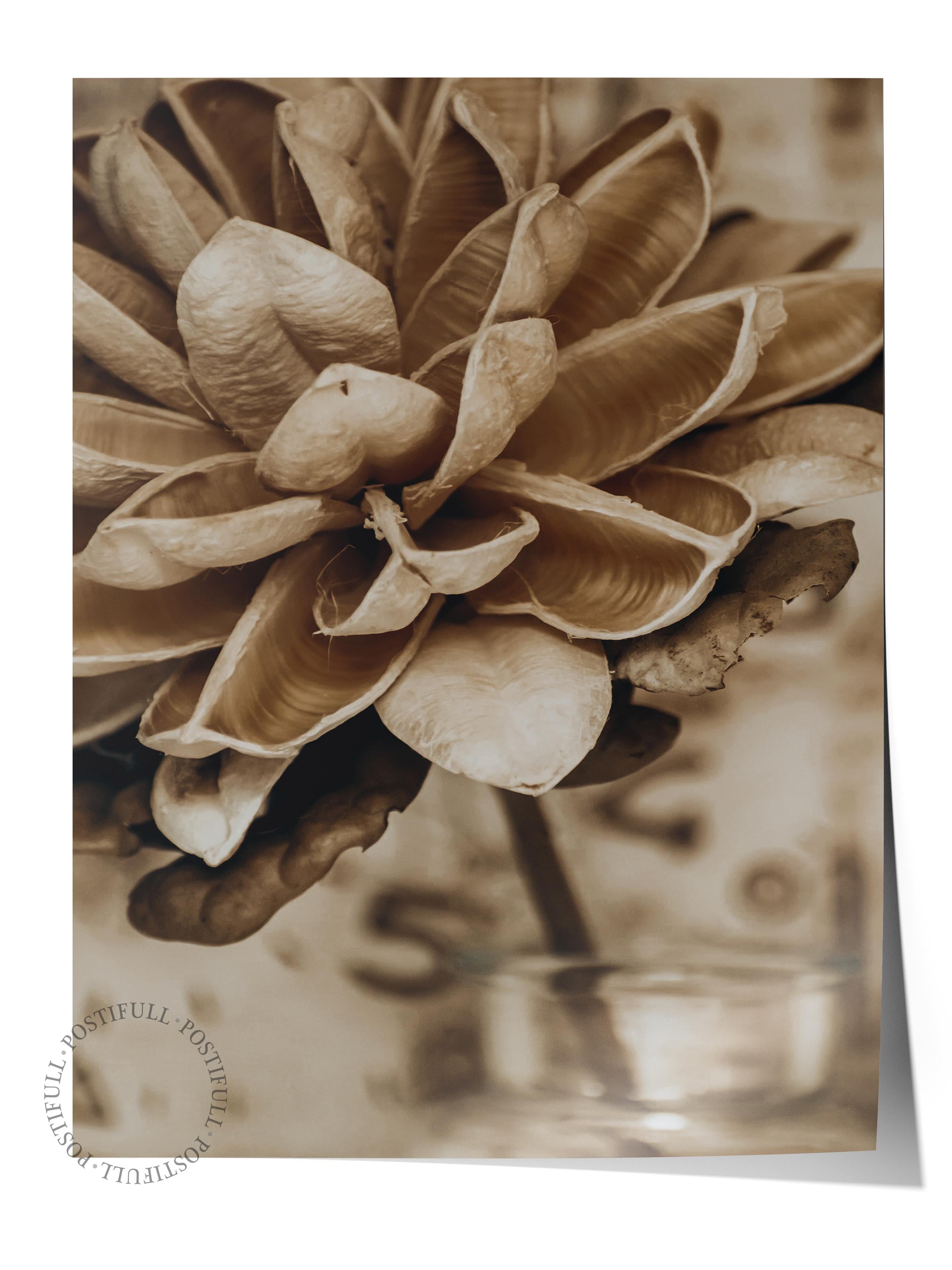 Rustic Çerçevesiz Poster, İskandinav Kahverengi Poster, NO:28 Çiçekler Fotoğraf, Dikey