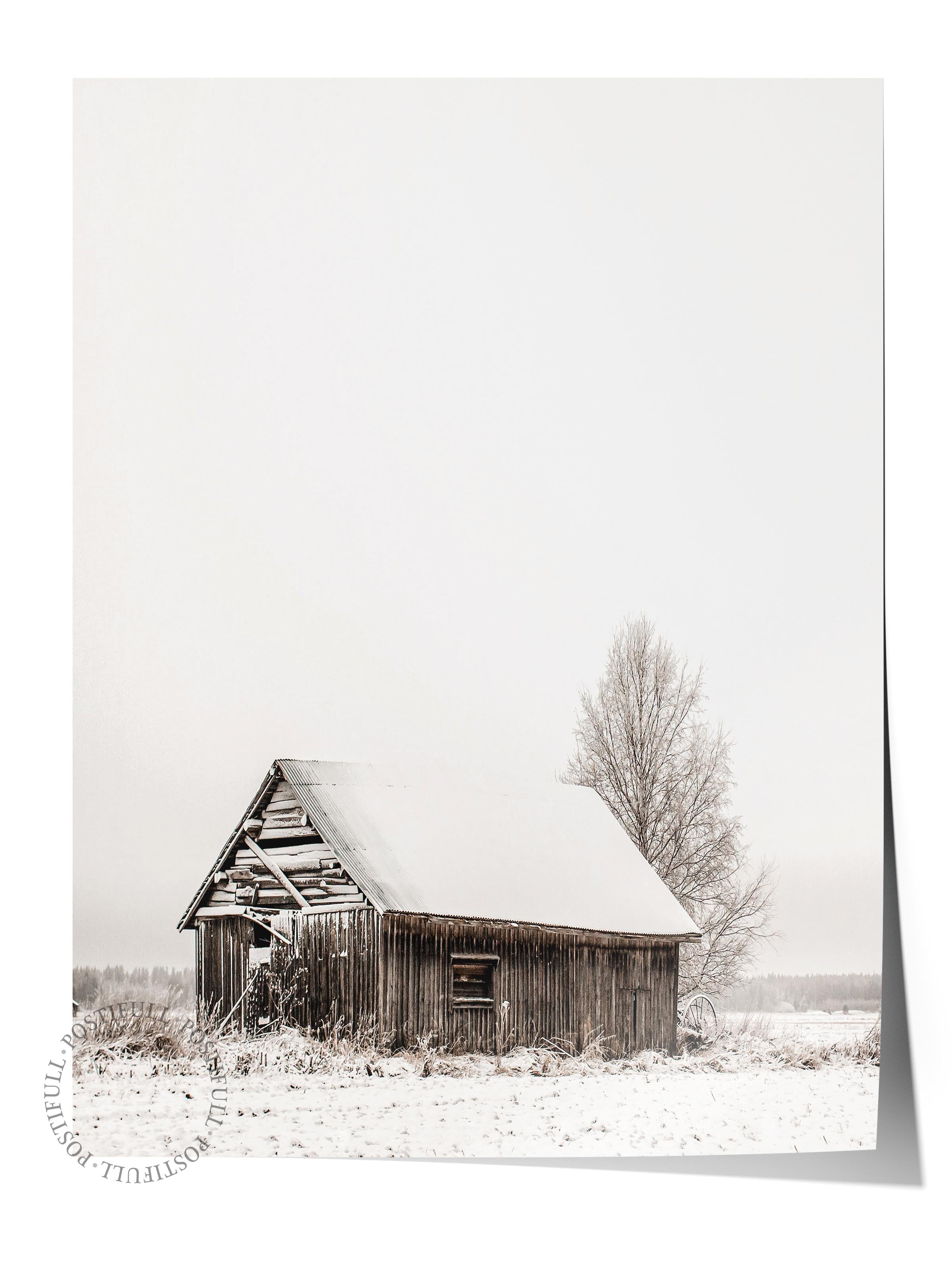 Rustic Çerçevesiz Poster, İskandinav Kahverengi Poster, NO:284 Ahır Fotoğraf, Dikey