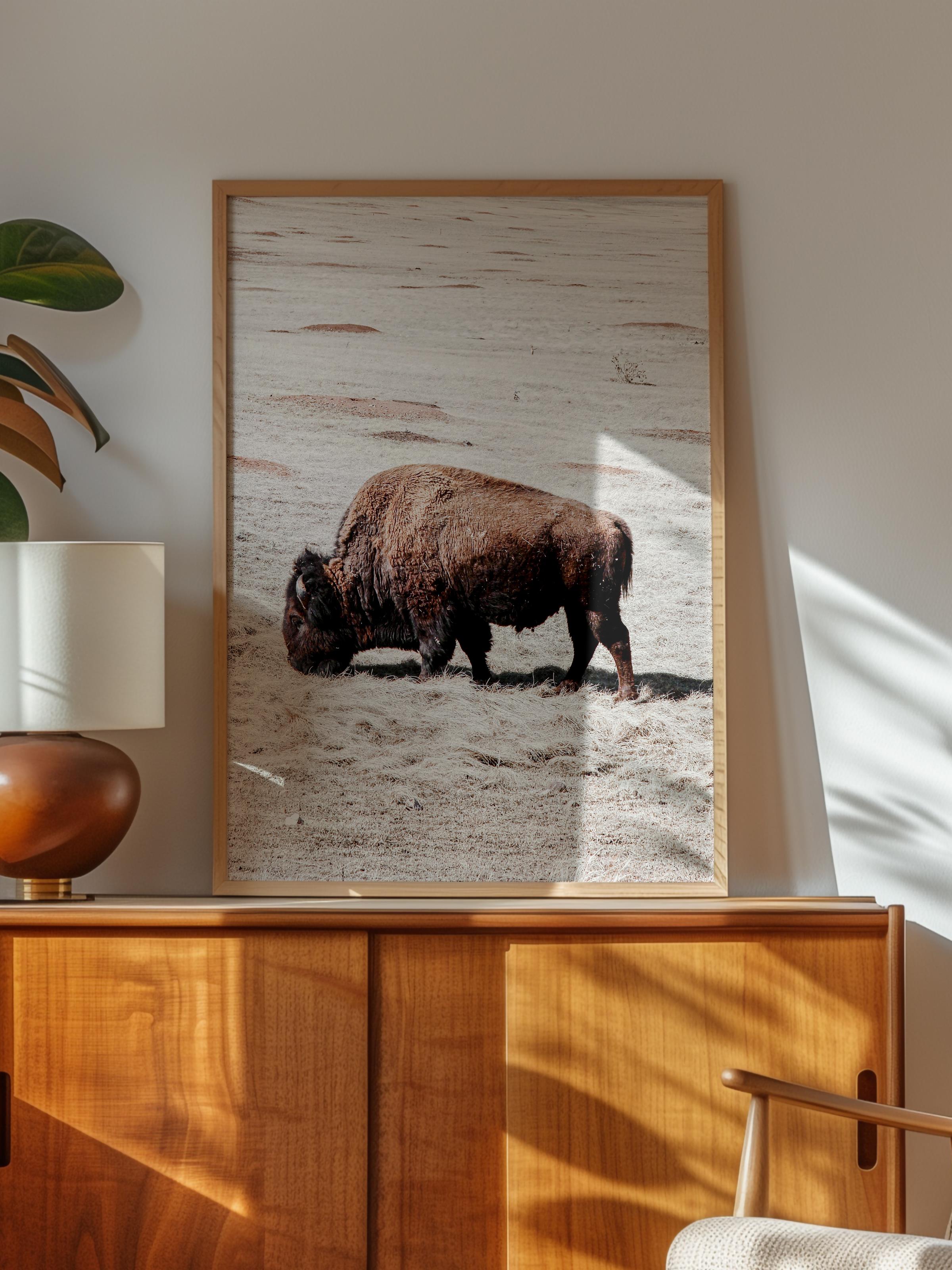 Rustic Çerçevesiz Poster, İskandinav Kahverengi Poster, NO:286 Bufalo Fotoğraf, Dikey