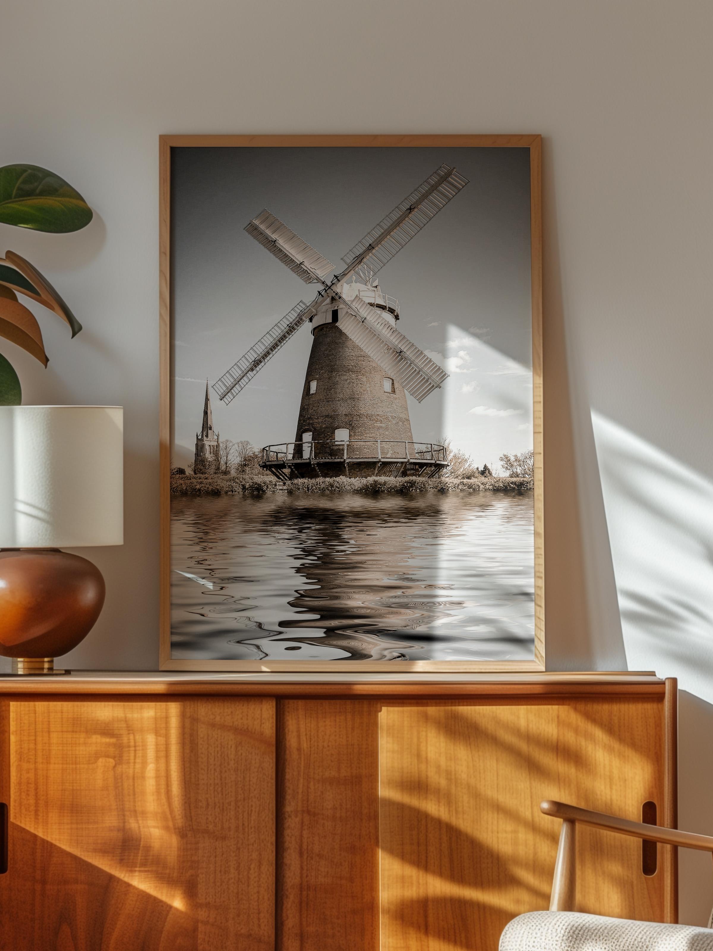 Rustic Çerçevesiz Poster, İskandinav Kahverengi Poster, NO:287 Değirmen Fotoğraf, Dikey