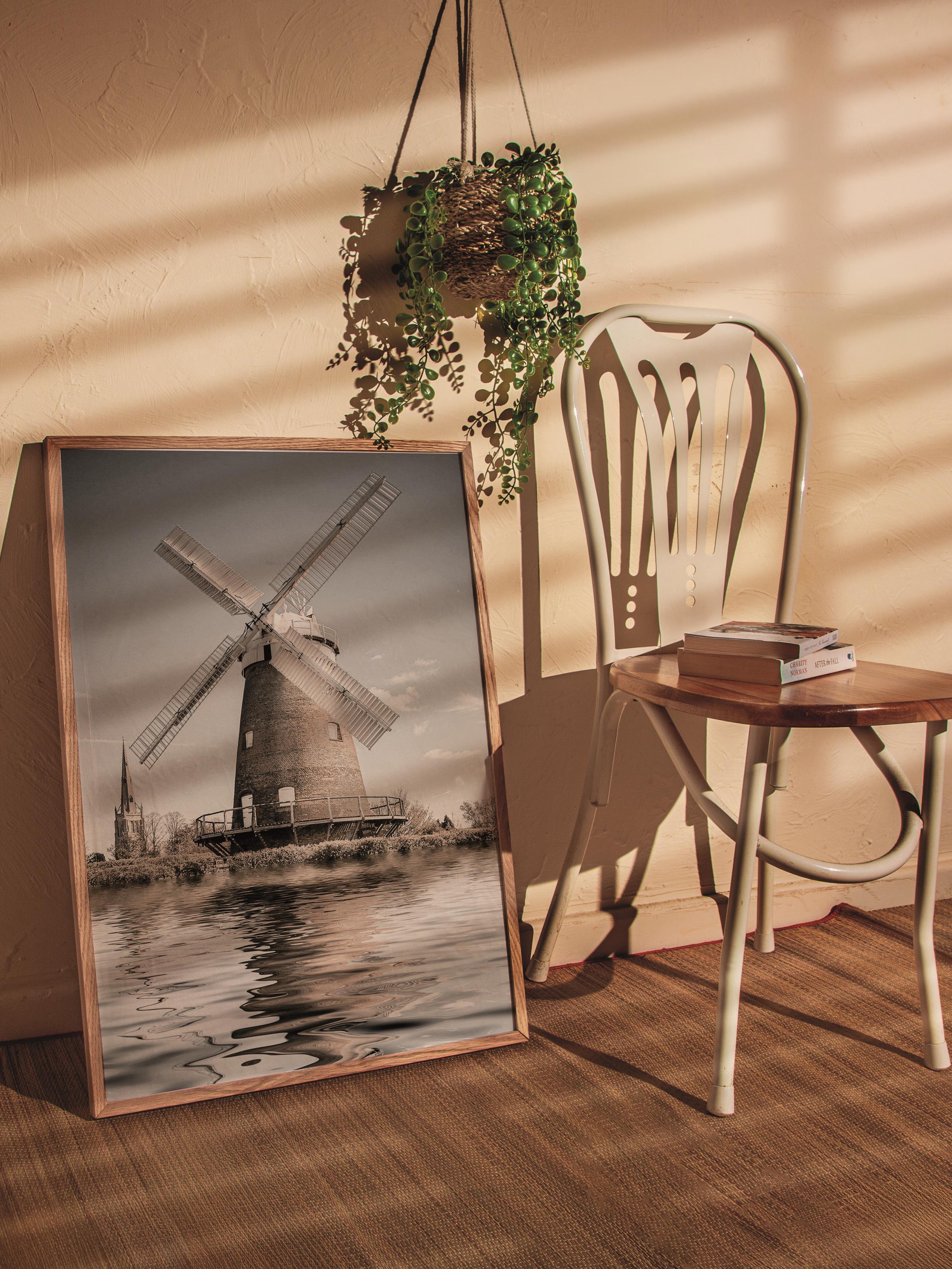 Rustic Çerçevesiz Poster, İskandinav Kahverengi Poster, NO:287 Değirmen Fotoğraf, Dikey