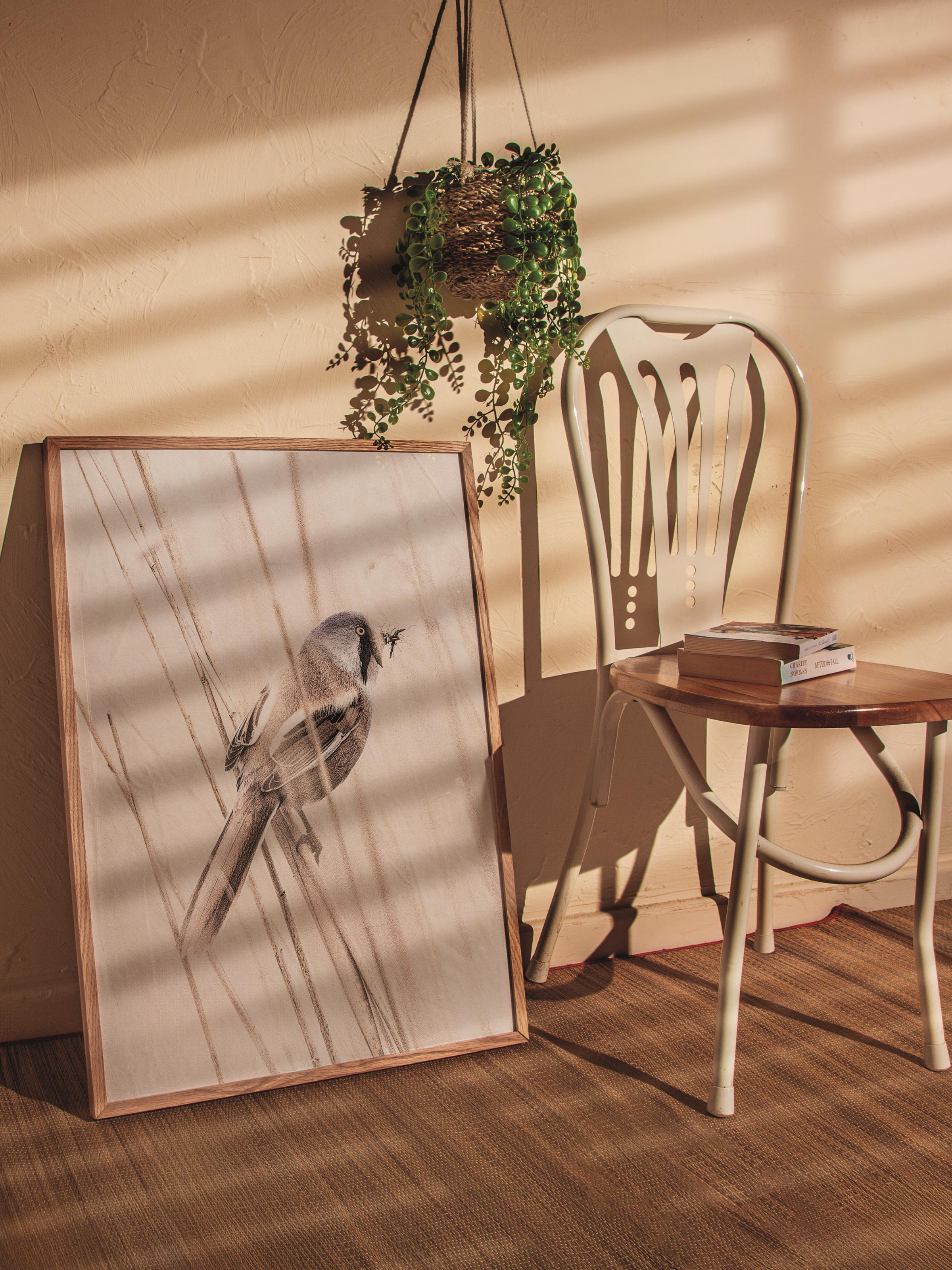 Rustic Çerçevesiz Poster, İskandinav Kahverengi Poster, NO:290 Kuş Fotoğraf, Dikey