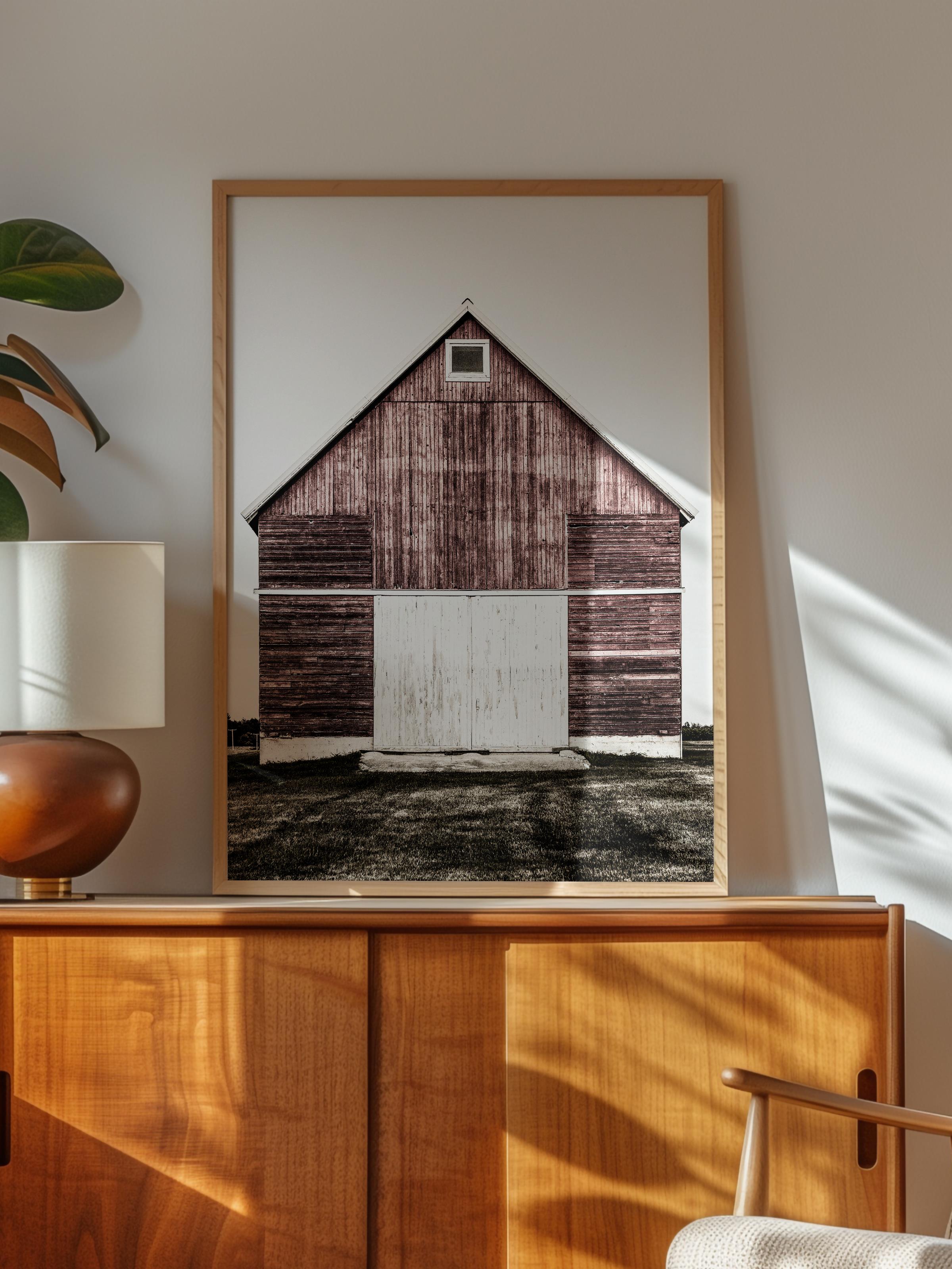 Rustic Çerçevesiz Poster, İskandinav Kahverengi Poster, NO:308 Ahır Fotoğraf, Dikey