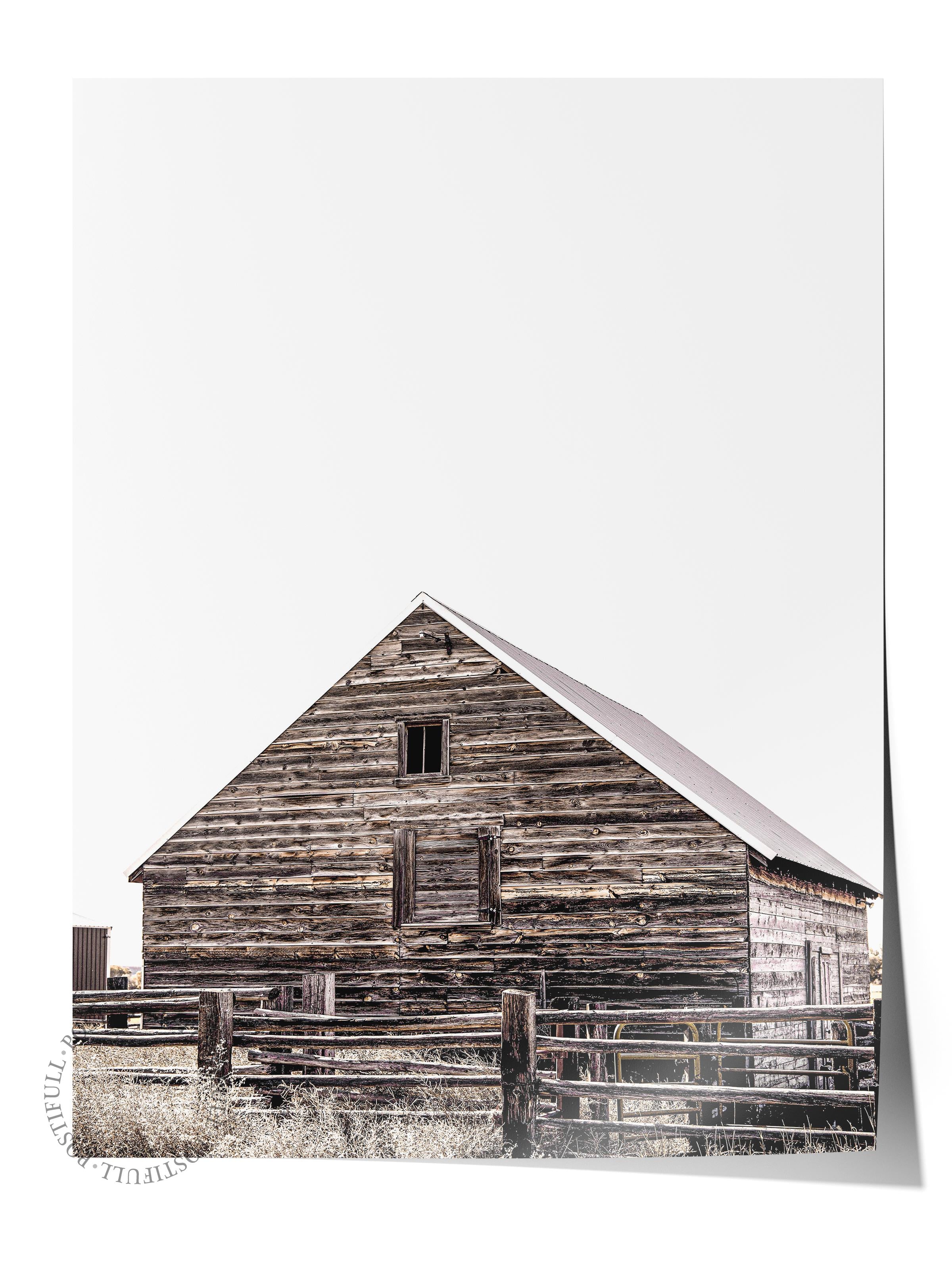 Rustic Çerçevesiz Poster, İskandinav Kahverengi Poster, NO:312 Ahır Fotoğraf, Dikey