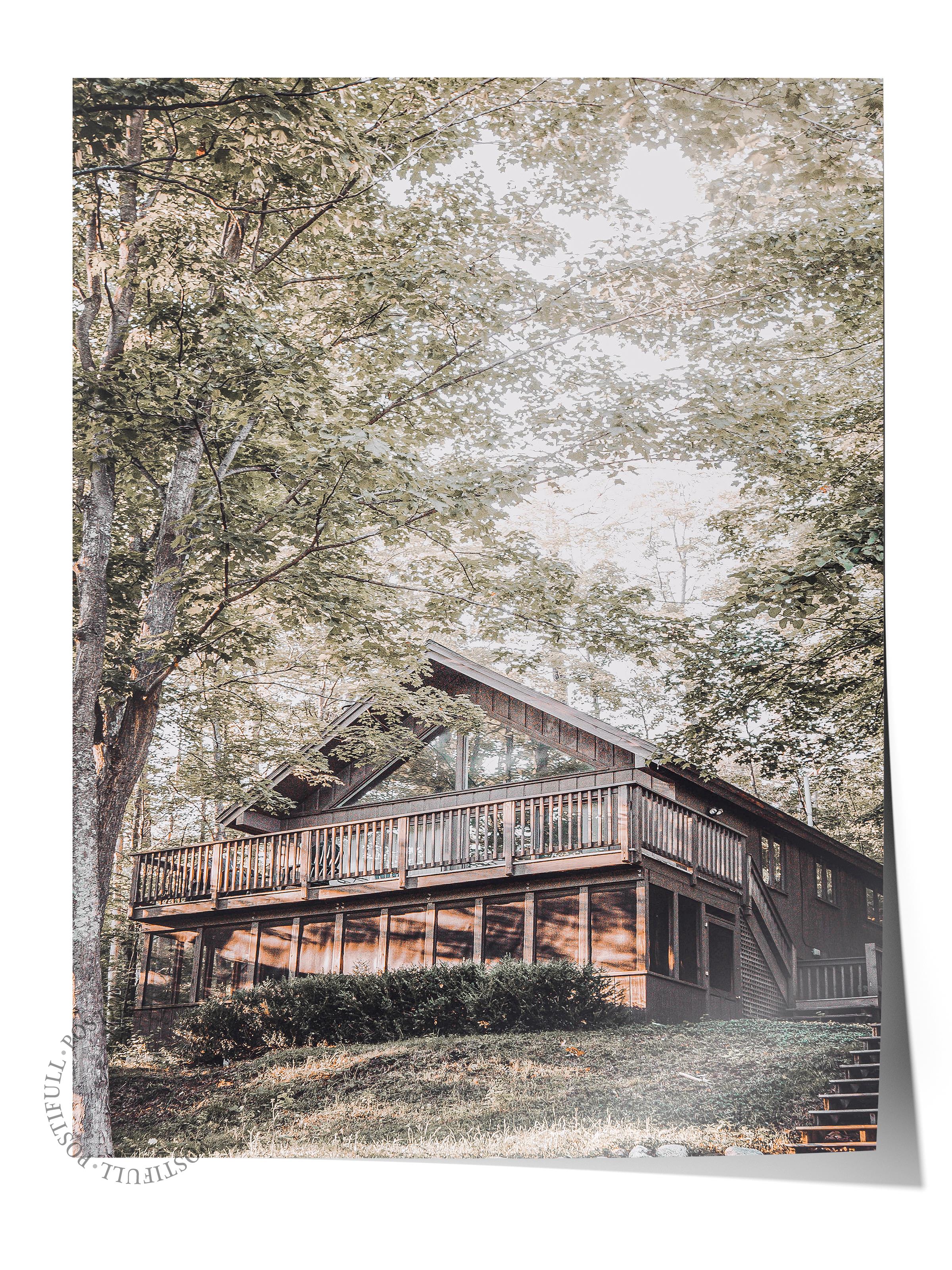 Rustic Çerçevesiz Poster, İskandinav Kahverengi Poster, NO:318 Kulübe Fotoğraf, Dikey