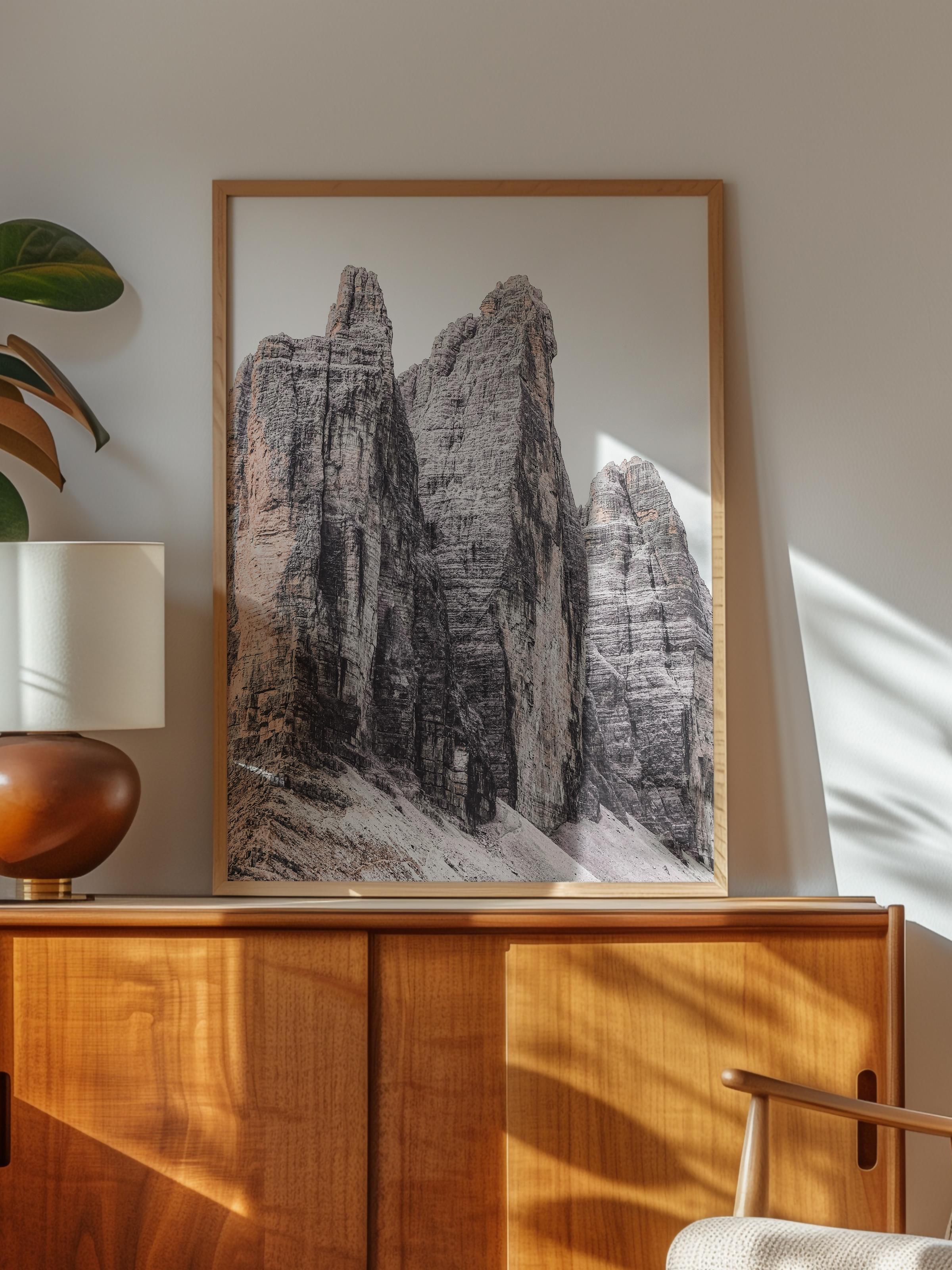 Rustic Çerçevesiz Poster, İskandinav Kahverengi Poster, NO:320 Dağlar Fotoğraf, Dikey