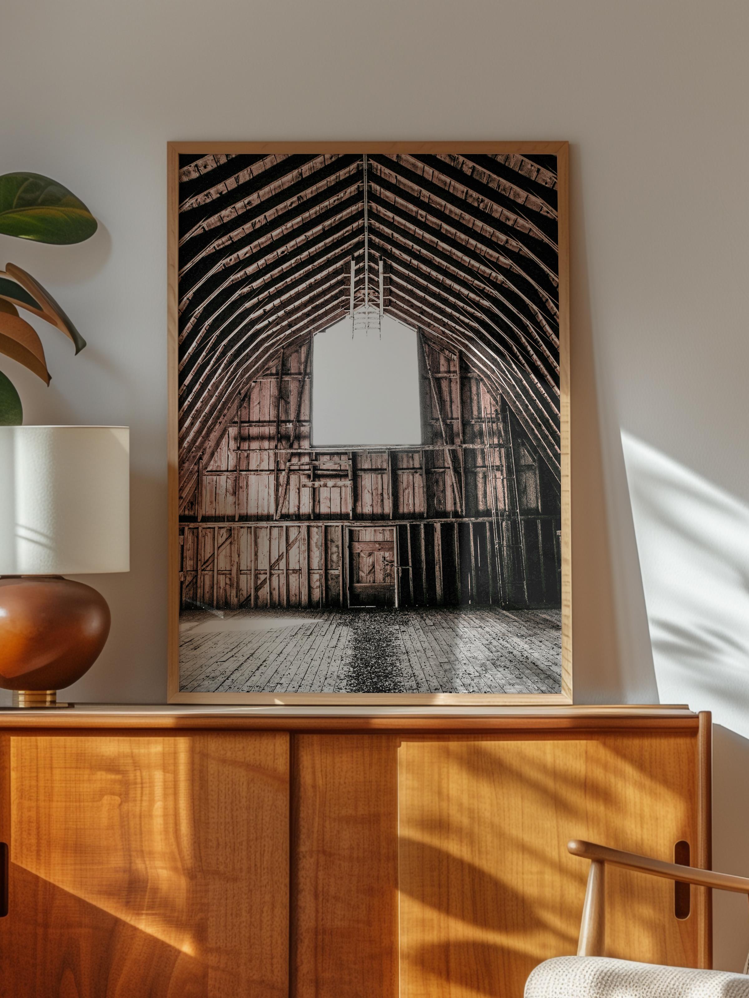 Rustic Çerçevesiz Poster, İskandinav Kahverengi Poster, NO:340 Ahır Fotoğraf, Dikey