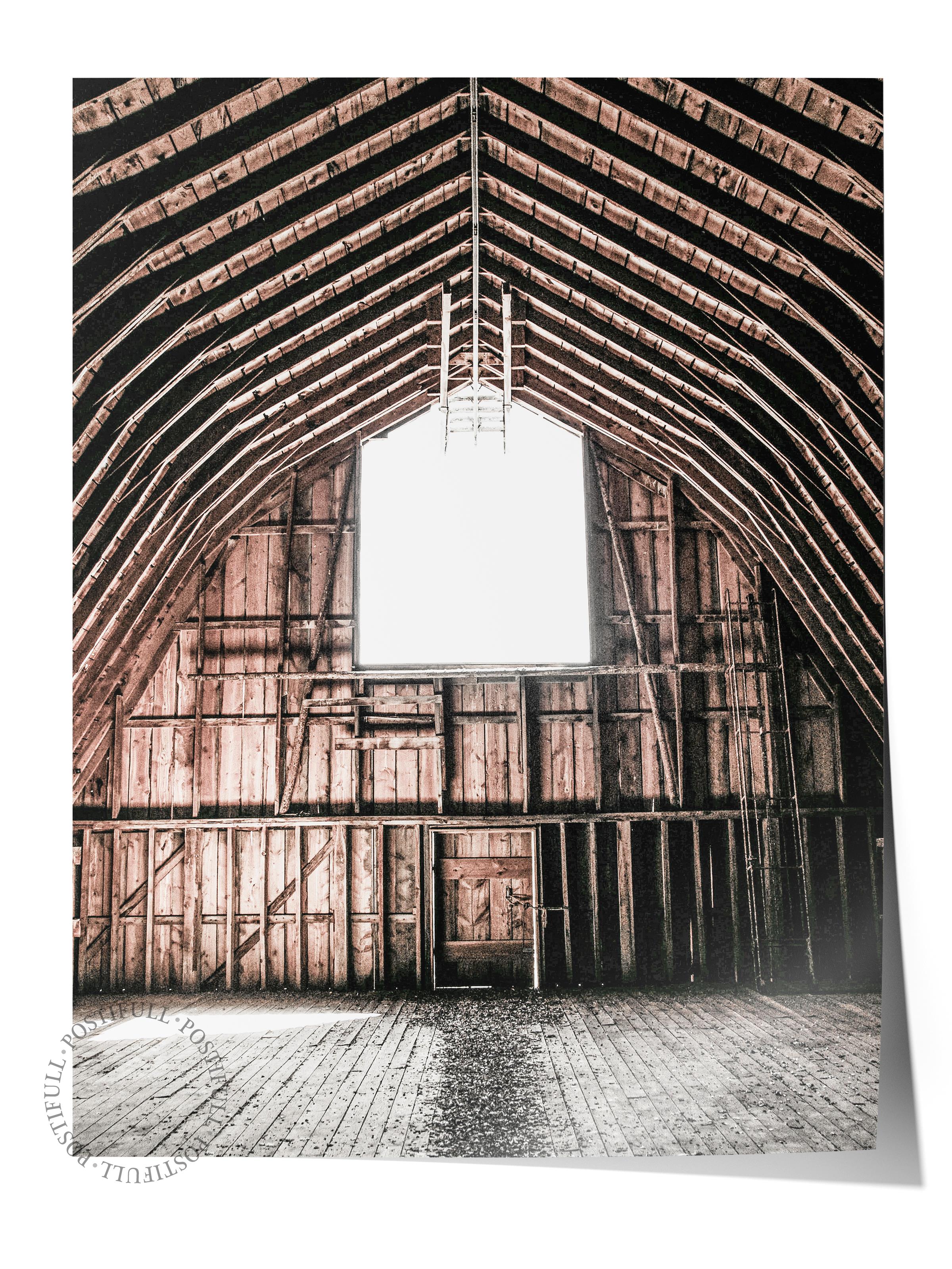 Rustic Çerçevesiz Poster, İskandinav Kahverengi Poster, NO:340 Ahır Fotoğraf, Dikey