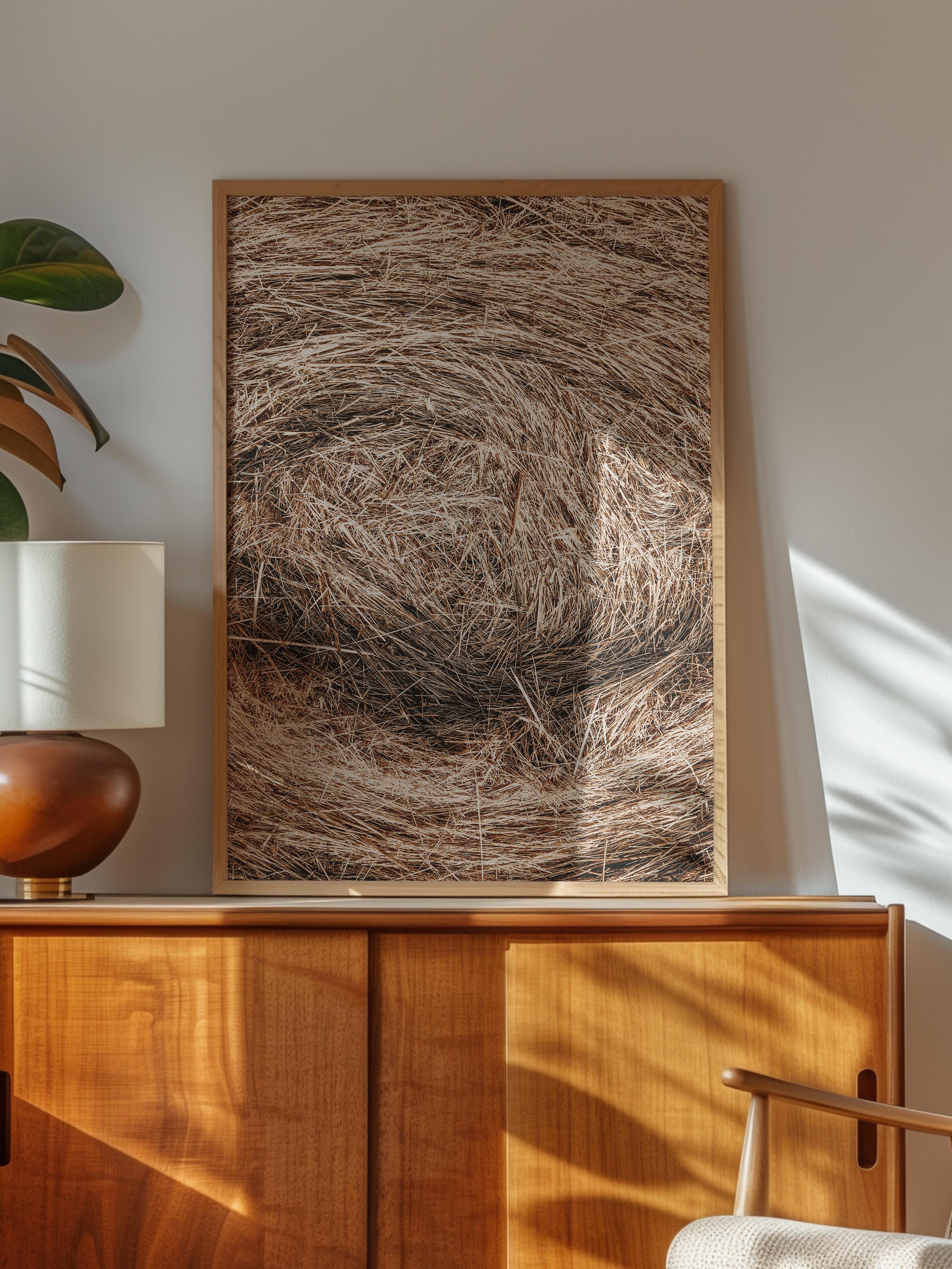 Rustic Çerçevesiz Poster, İskandinav Kahverengi Poster, NO:344 Saman Balyası Fotoğraf, Dikey