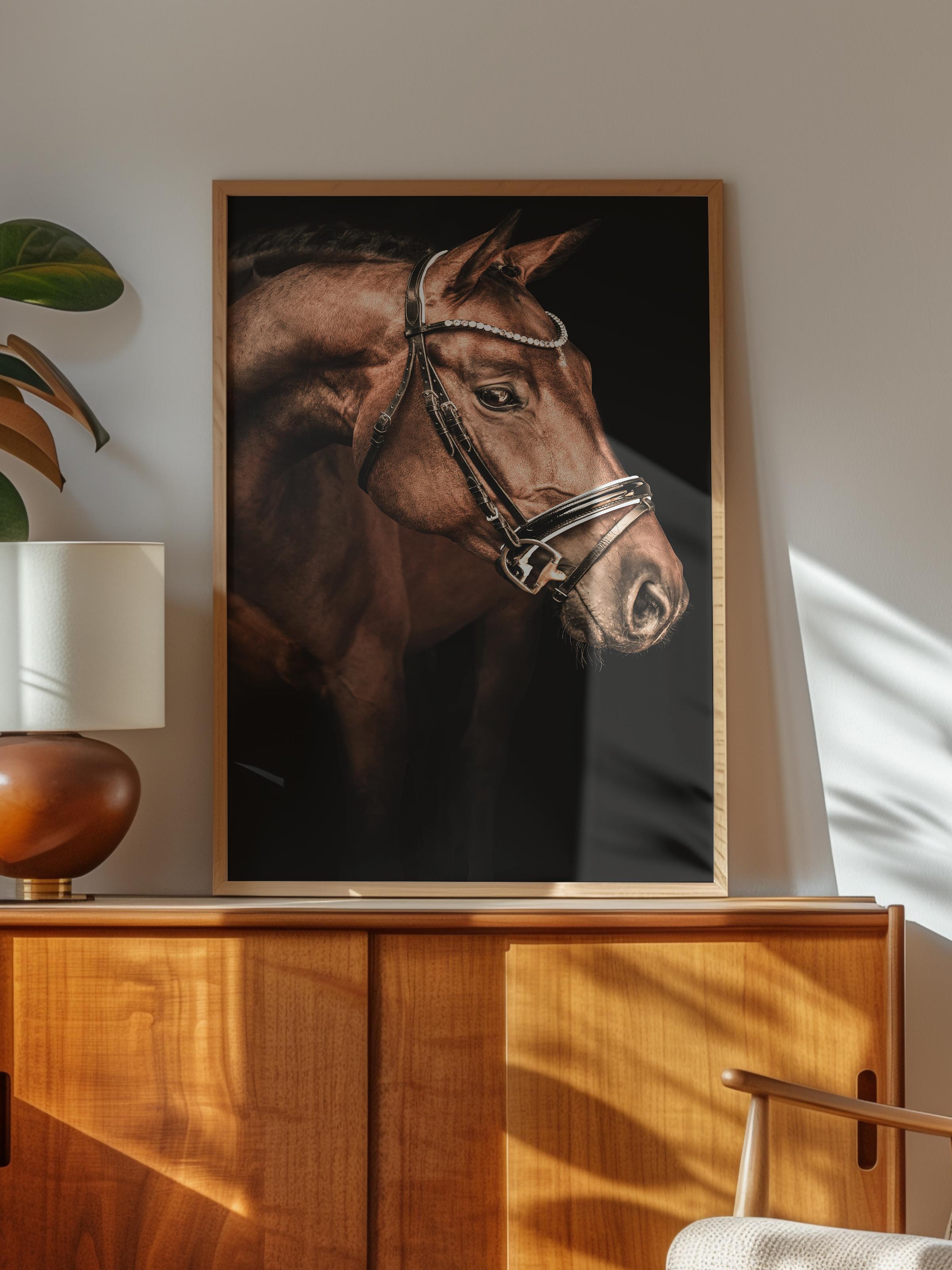 Rustic Çerçevesiz Poster, İskandinav Kahverengi Poster, NO:346 At Fotoğraf, Dikey