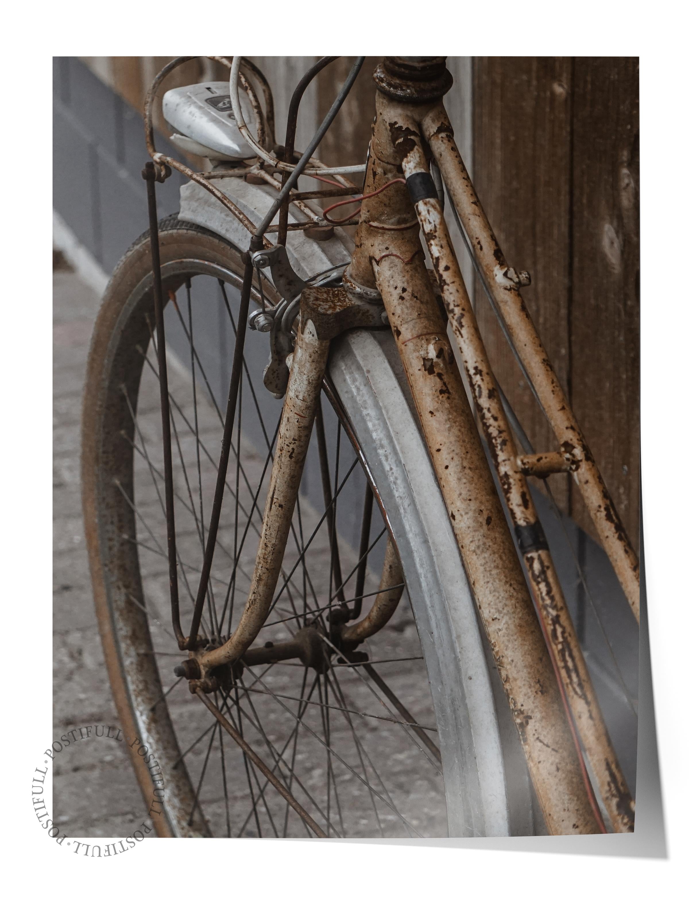 Rustic Çerçevesiz Poster, İskandinav Kahverengi Poster, NO:35 Eski Bisiklet Fotoğraf, Dikey