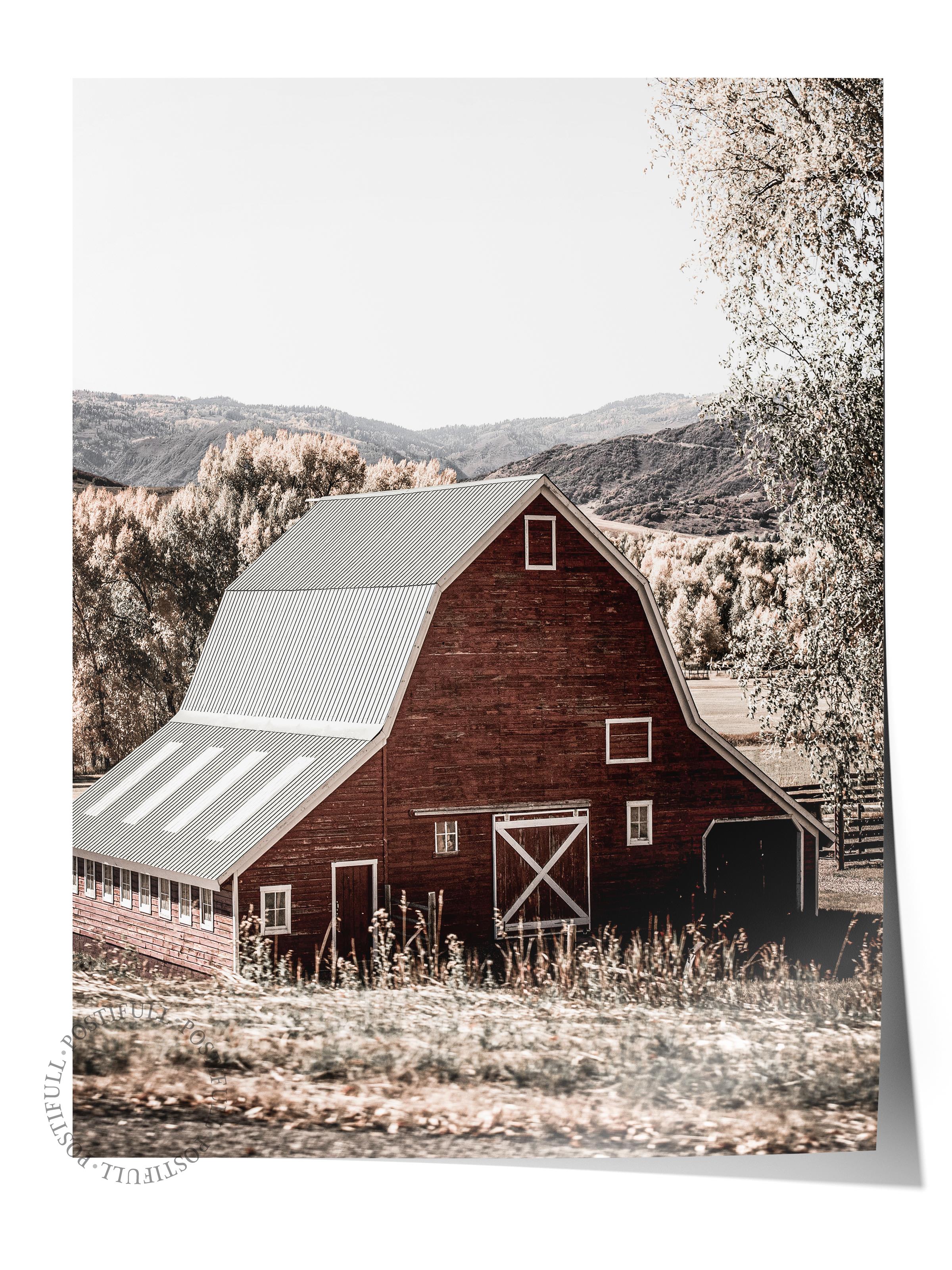 Rustic Çerçevesiz Poster, İskandinav Kahverengi Poster, NO:350 Ahır Fotoğraf, Dikey
