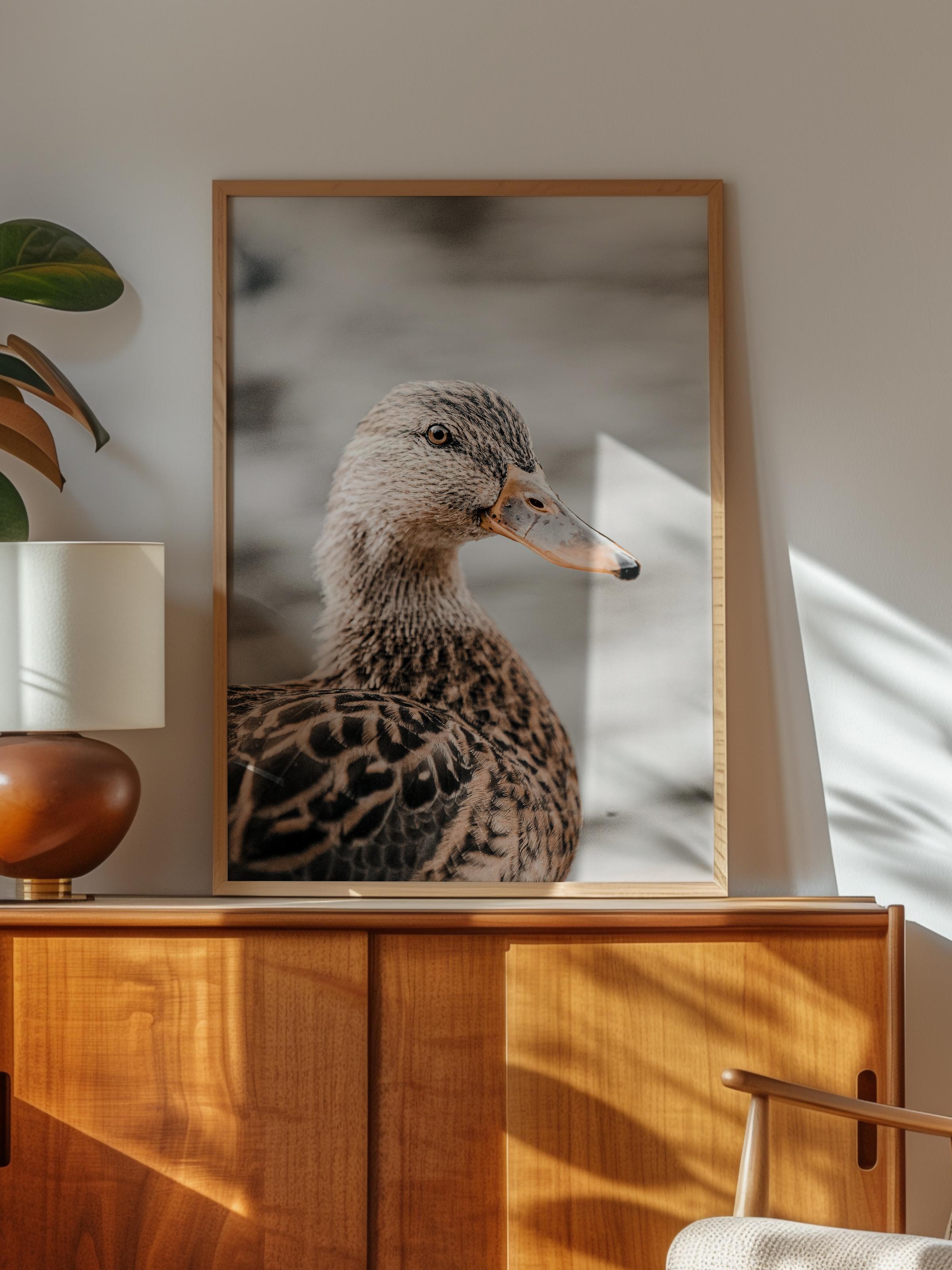 Rustic Çerçevesiz Poster, İskandinav Kahverengi Poster, NO:354 Ördek Fotoğraf, Dikey