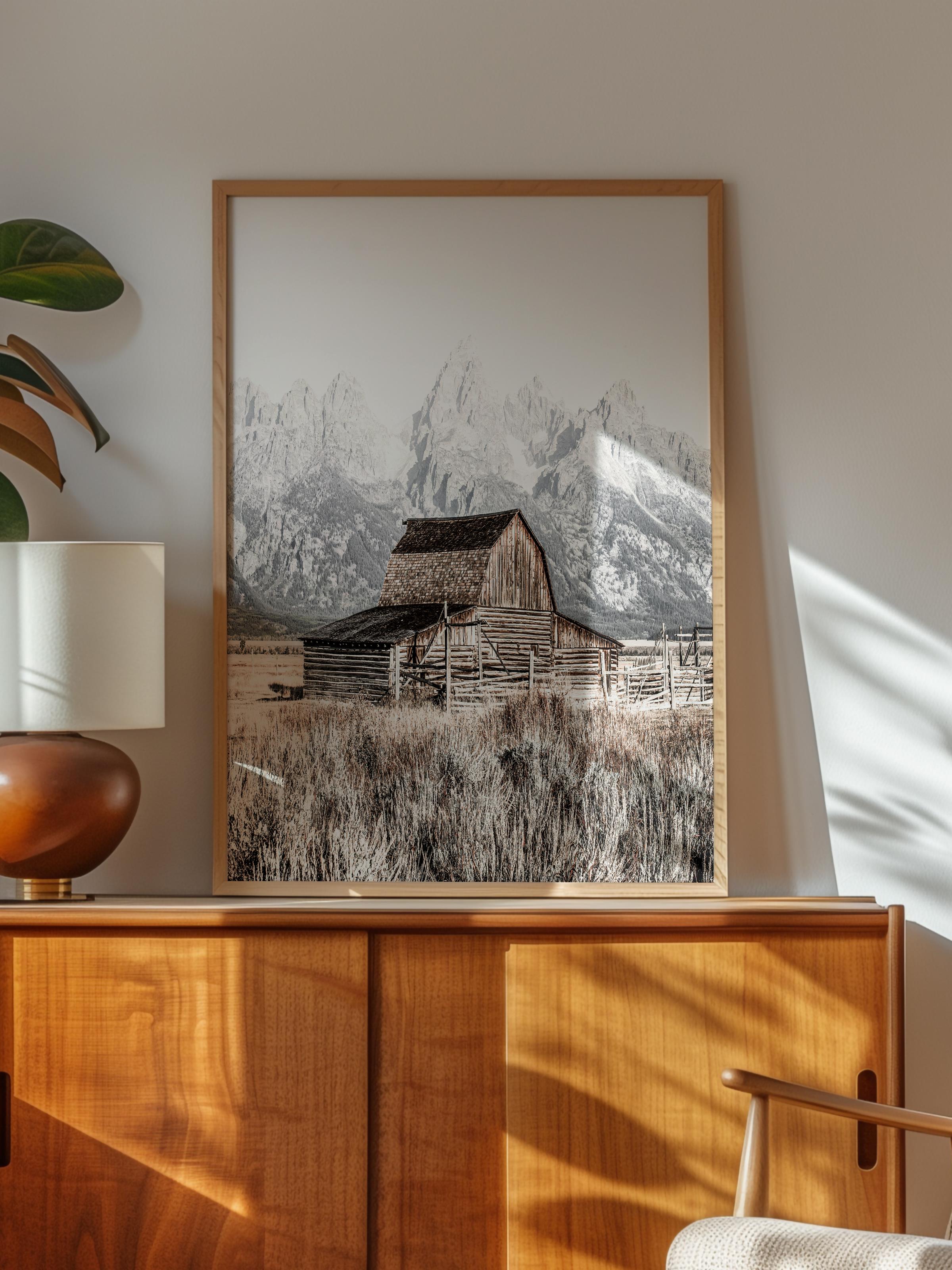 Rustic Çerçevesiz Poster, İskandinav Kahverengi Poster, NO:356 Ahır Fotoğraf, Dikey