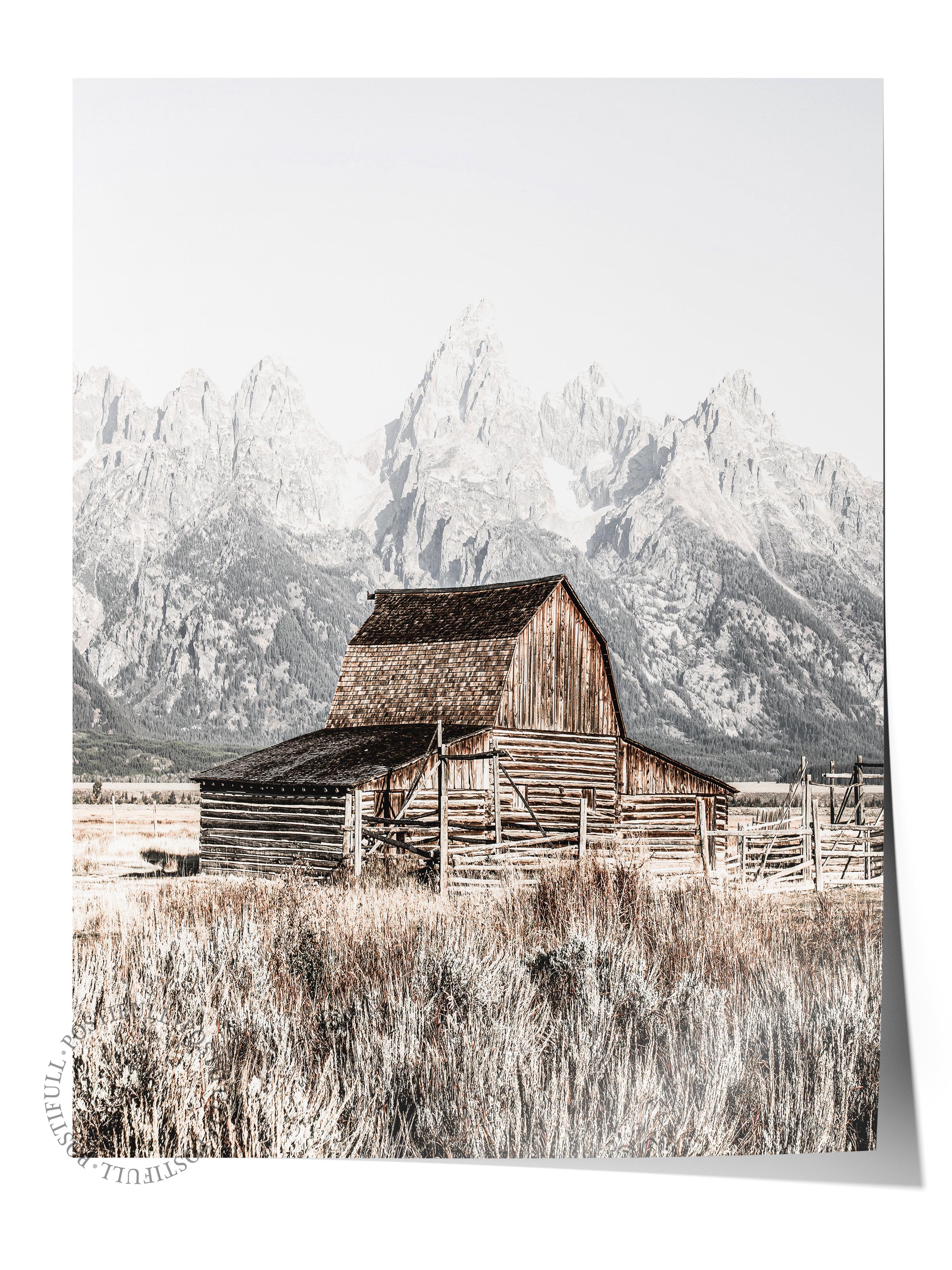 Rustic Çerçevesiz Poster, İskandinav Kahverengi Poster, NO:356 Ahır Fotoğraf, Dikey